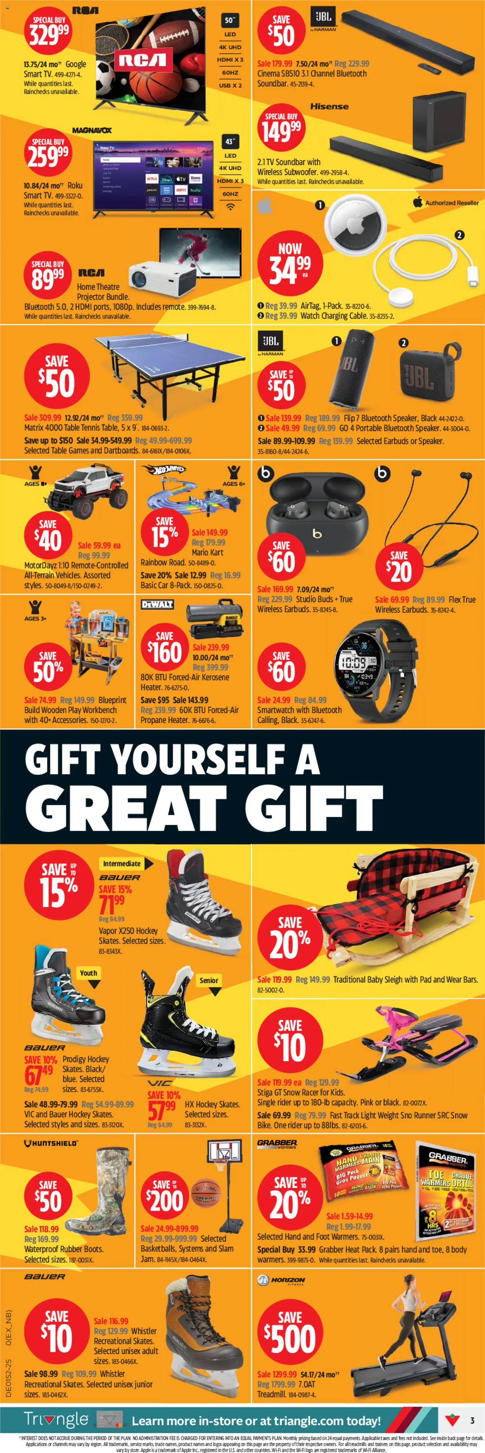 Canadian Tire flyer valid from 18.12.2025 | Page: 3 | Products: Watch, Tv, Smartwatch, Table