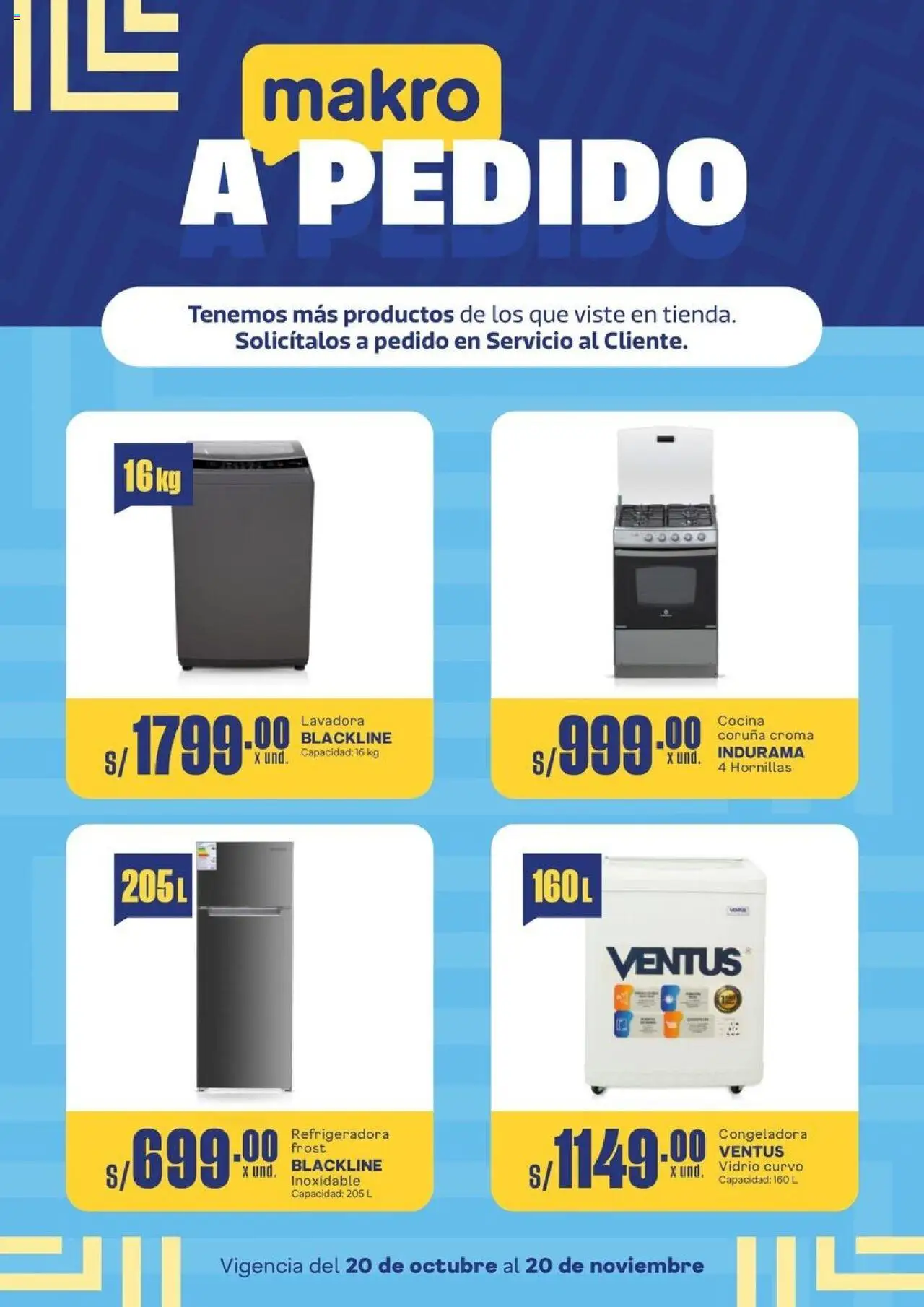 Catálogo Makro válido desde 20.10.2025 | Página: 1 | Productos: Lavadora, Cocina