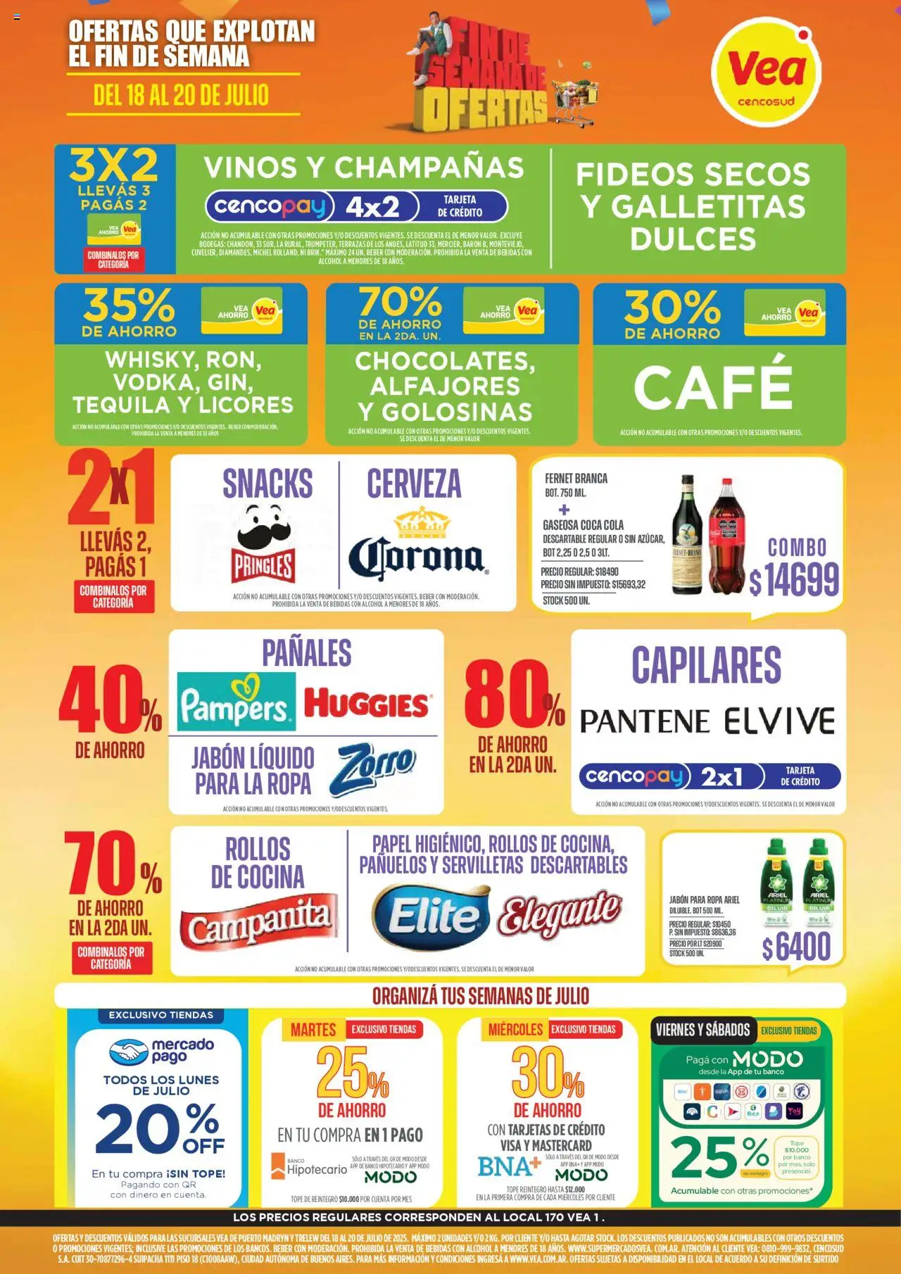 Vea - Ofertas fin de semana Chubut │ válido desde el 18.07.2025 | Página: 1 | Productos: Banco, Servilletas, Galletitas, Cerveza