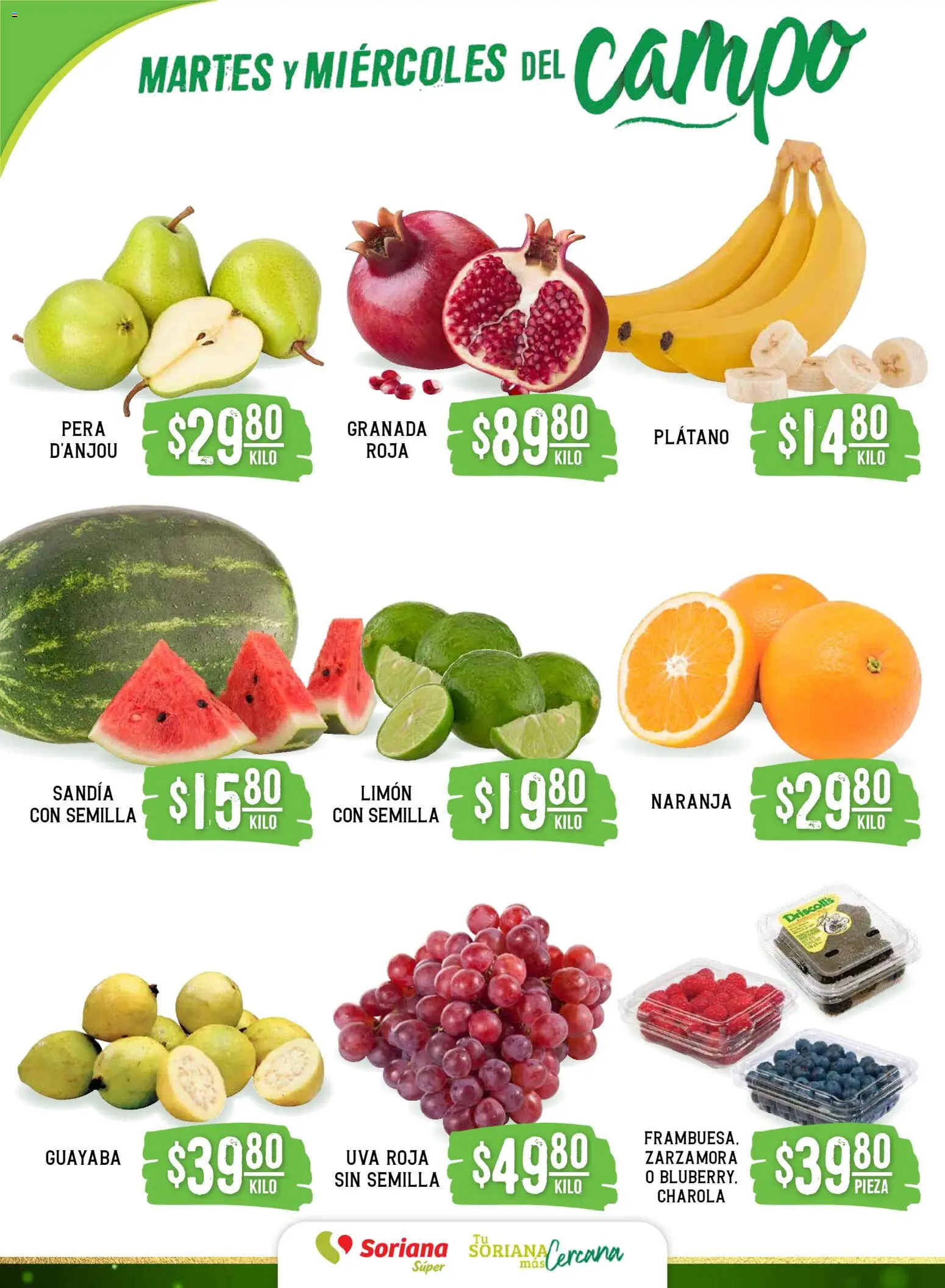 Nuevas ofertas de Soriana válidas en toda la República Mexicana desde el 02.12.2025. ¡Encuentra las mejores ofertas en Soriana - Martes y Miércoles del Campo Súper: Saltillo y Torreón! | Página: 2 | Productos: Pera, Sandía, Limón, Uva