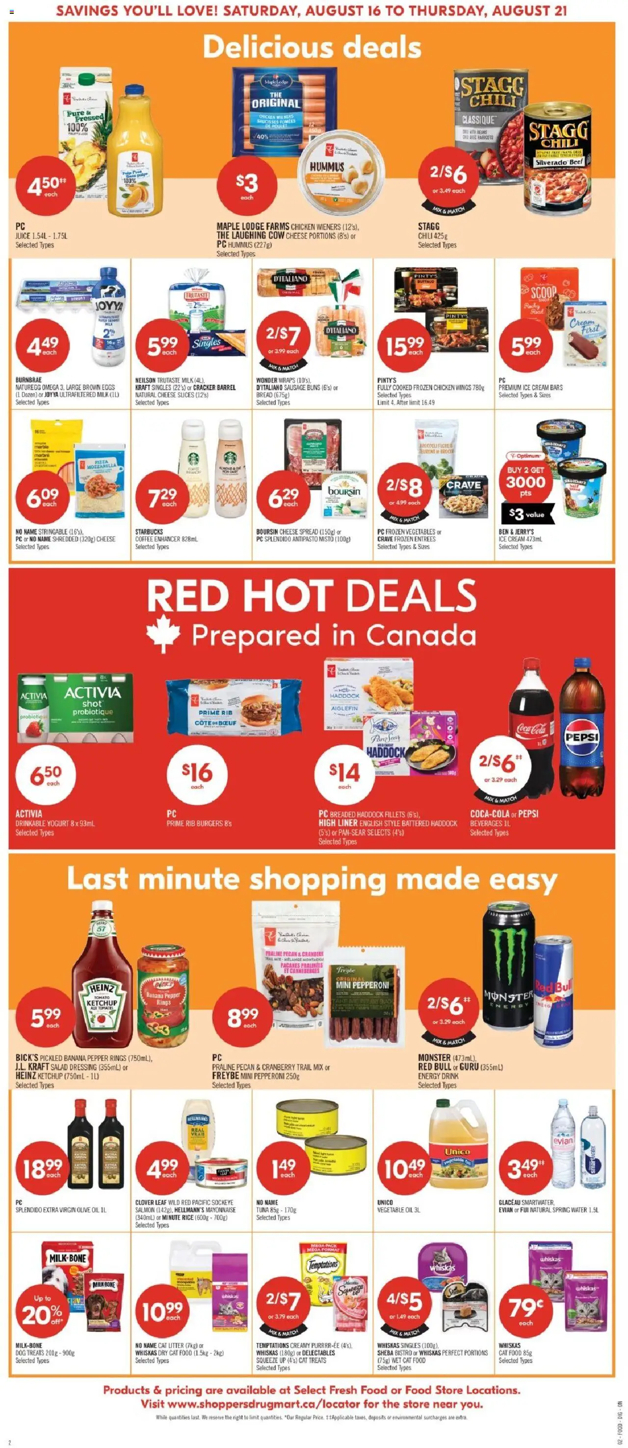 Shoppers flyer valid from 16.08.2025 | Page: 6 | Products: Ketchup, Salad, PC, Chicken