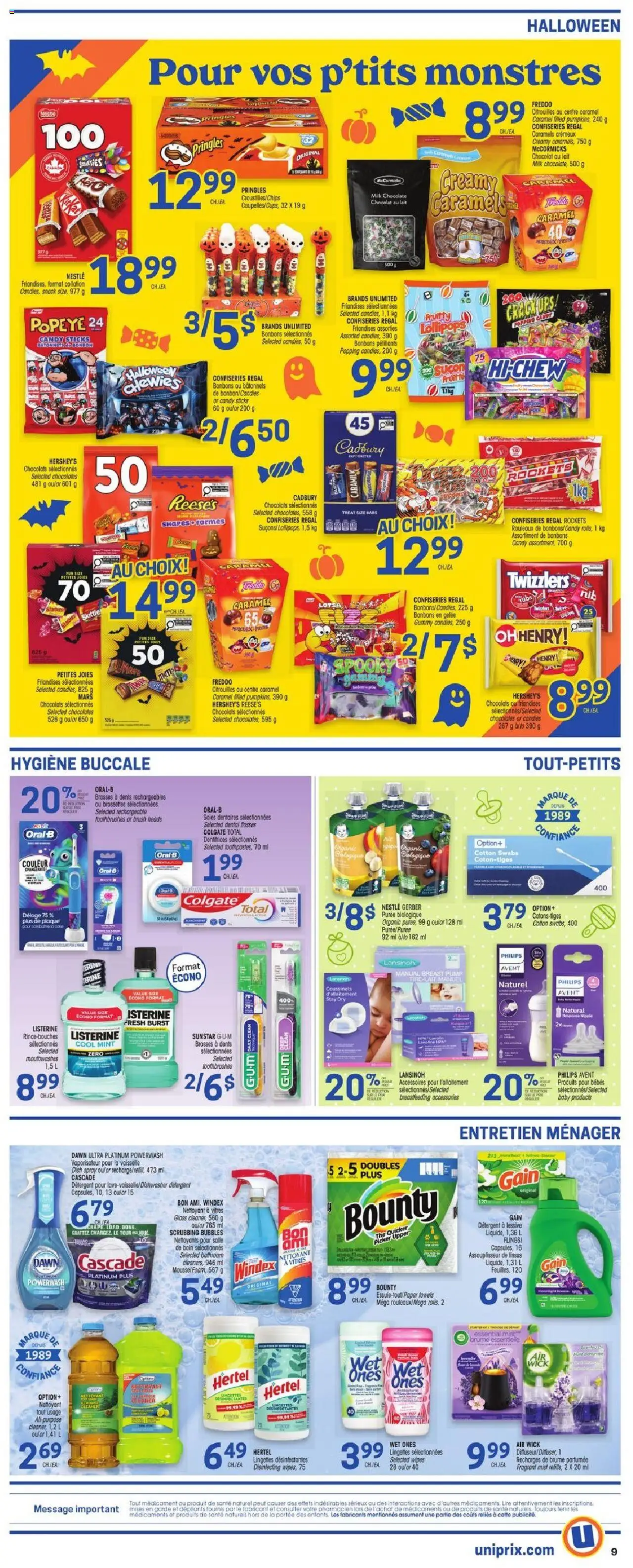 Uniprix flyer valid from 09.10.2025 | Page: 8 | Products: Candies, Dishwasher, Detergent, Milk