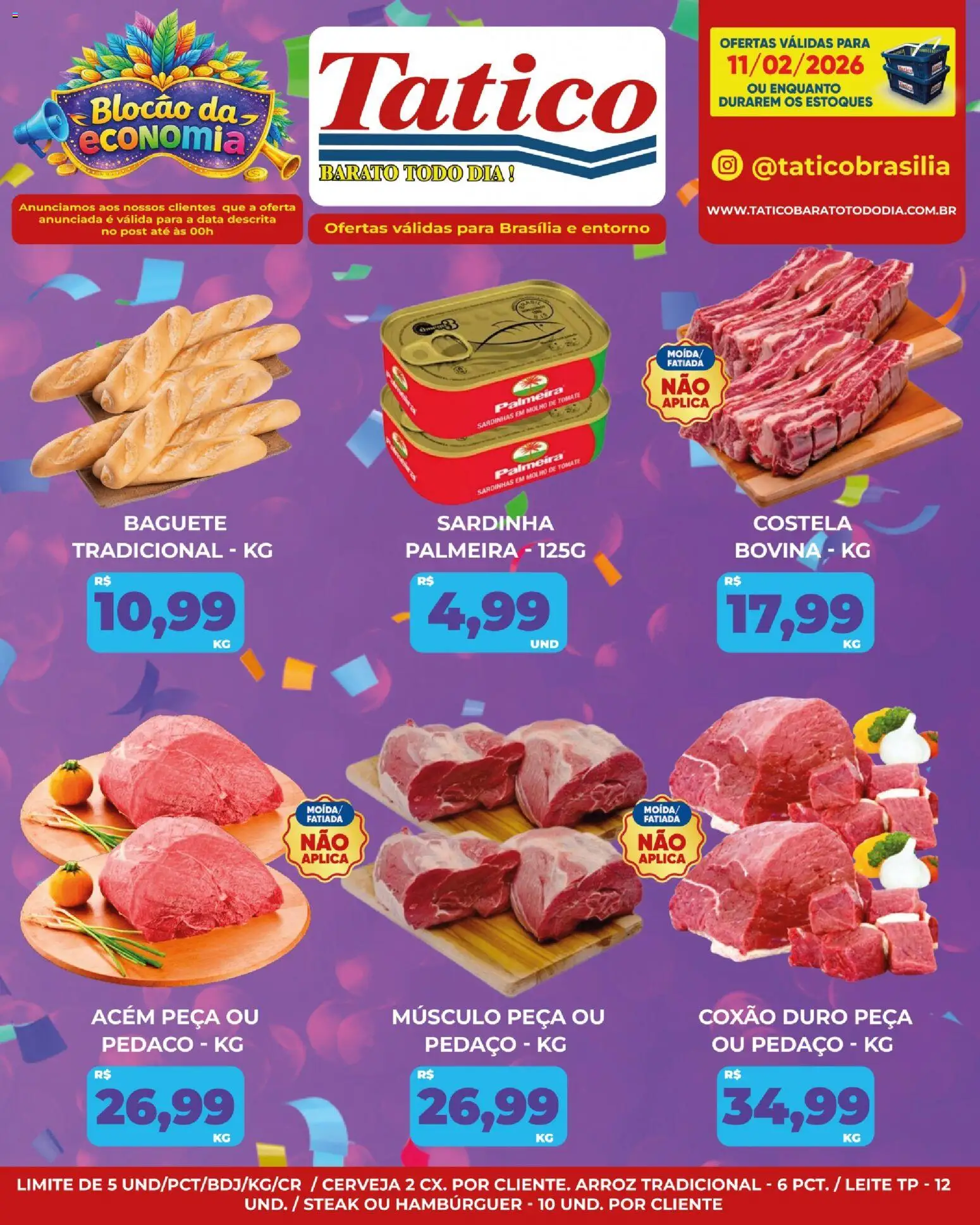Tatico Folheto - válido de 11.02.2026 | Página: 7 | Produtos: Molho de tomate, Leite, Cerveja, Arroz