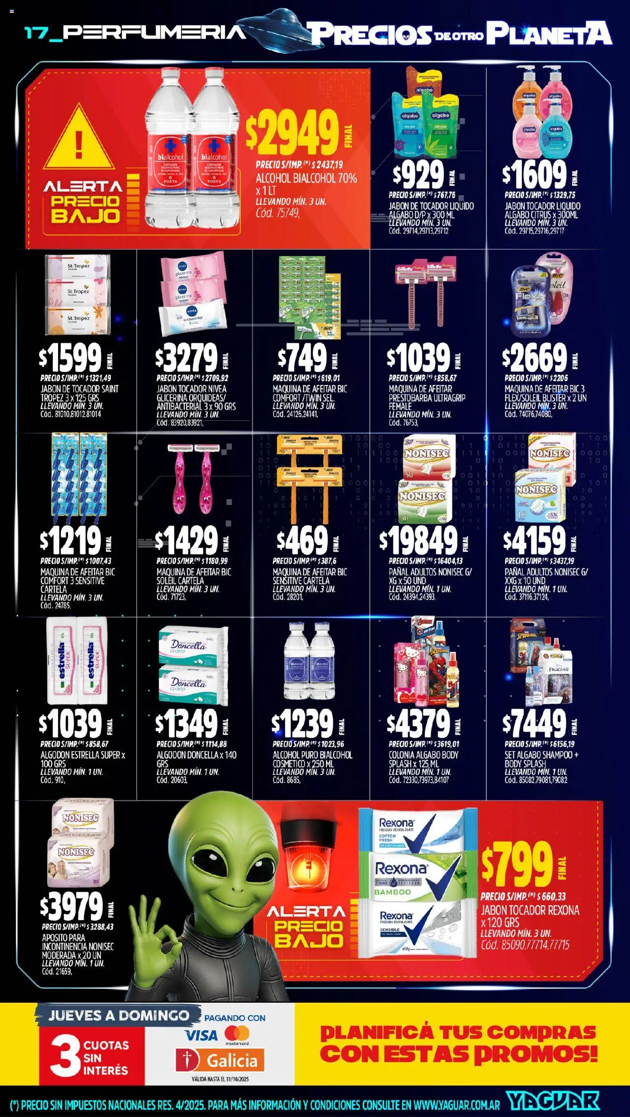 Yaguar - Mar del Plata │ válido desde el 06.10.2025 | Página: 17 | Productos: Algodón, Maquina de afeitar, Shampoo, Jabón