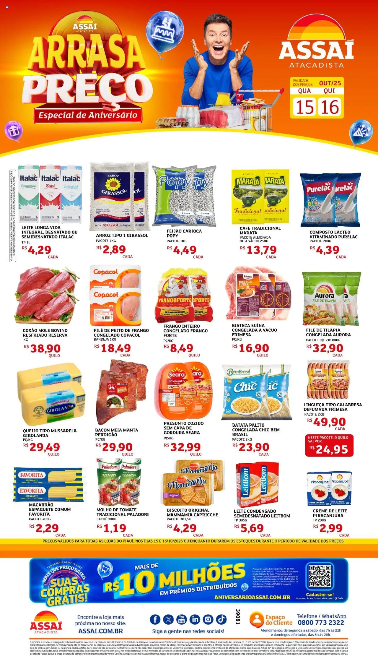 Assaí Atacadista Folheto - válido de 15.10.2025 | Página: 1 | Produtos: Molho de tomate, Tilápia, Bandeja, Batata