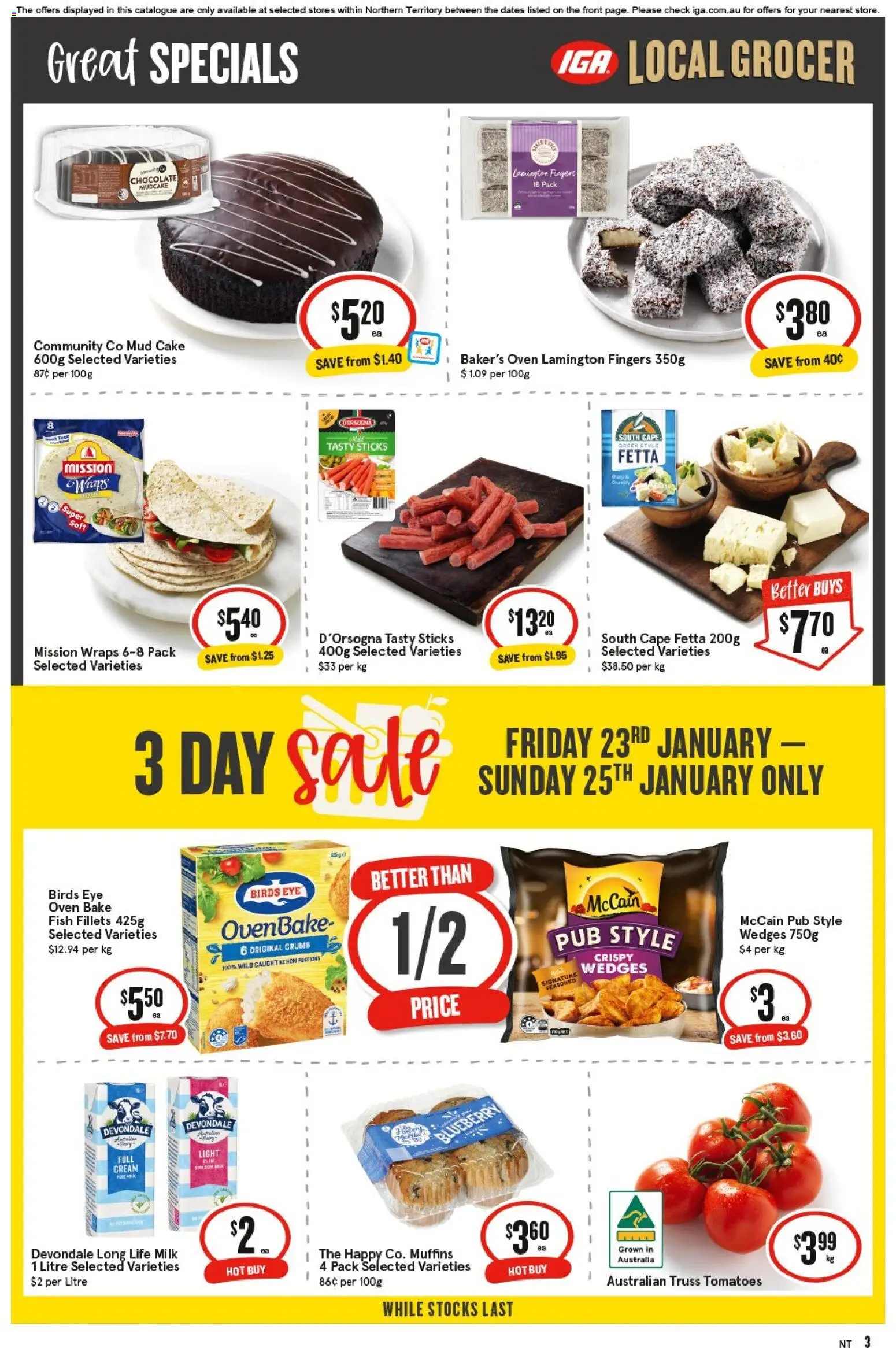 IGA catalogue - valid from 21.01.2026 | Page: 3 | Products: Light, Chocolate, Tomatoes, Cream