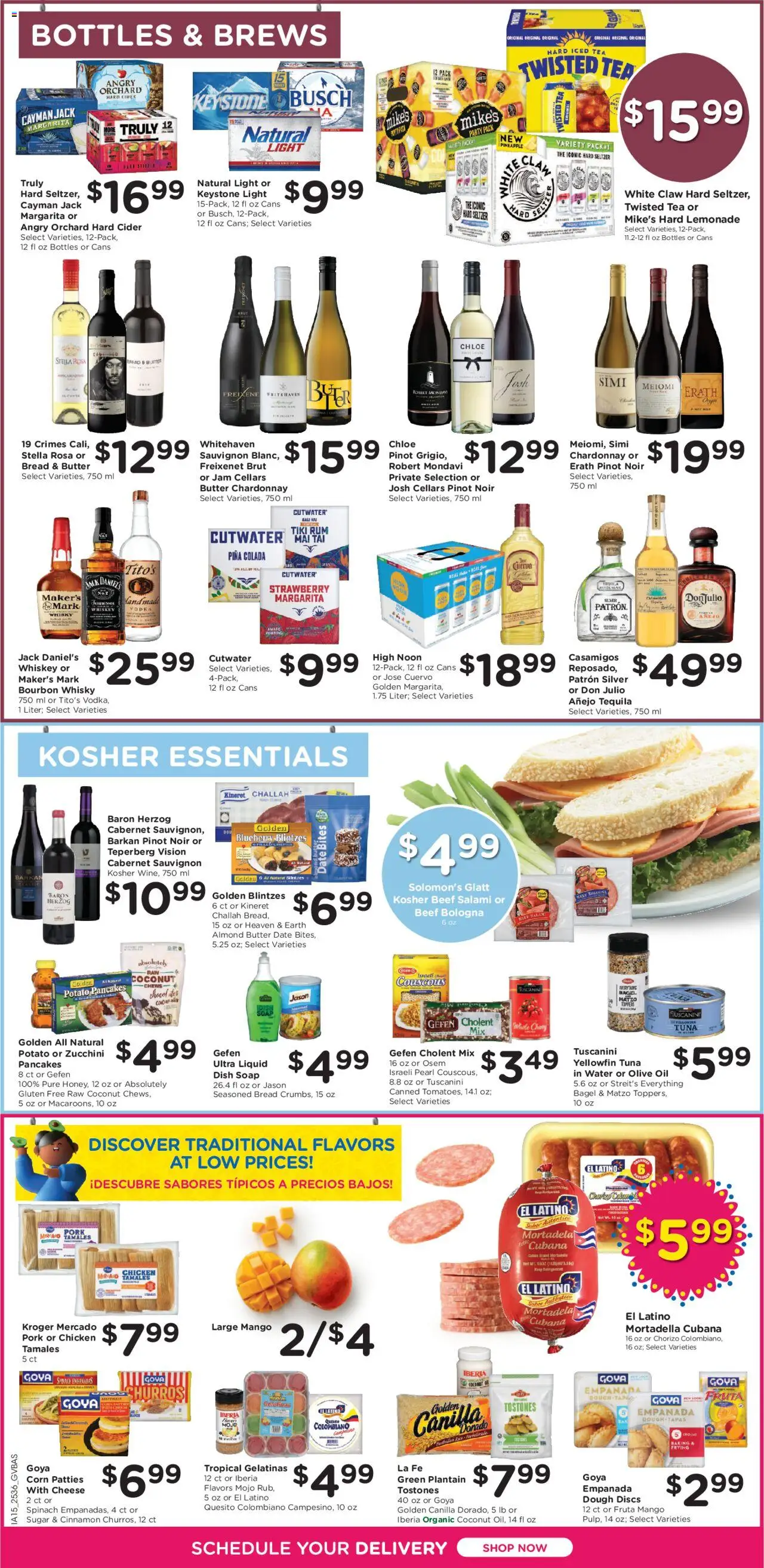 Kroger Ad - valid from 08.10.2025 | Page: 11 | Products: Cider, Spinach, Oil, Vodka