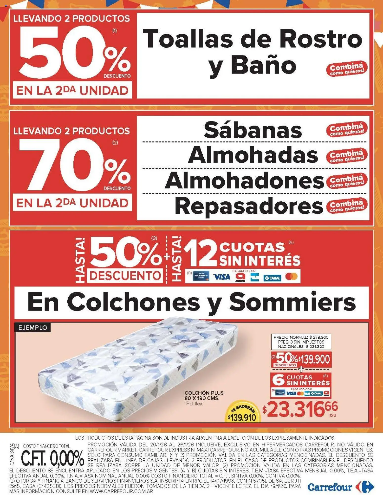 Carrefour ofertas │ válido desde el 20.01.2026 | Página: 25 | Productos: Sabanas, Sobre, Baño, Té