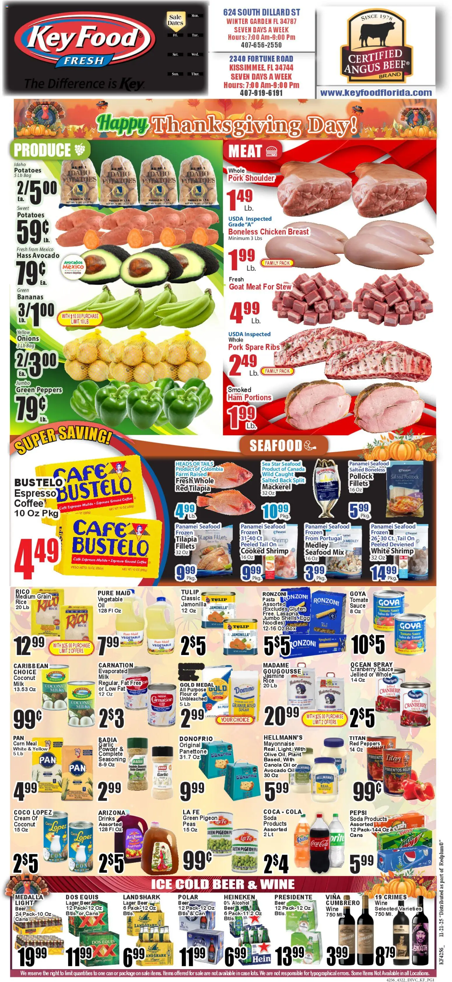 Key Food Weekly Ad - valid from 21.11.2025 | Page: 1 | Products: Peppers, Bananas, Potatoes, Garlic
