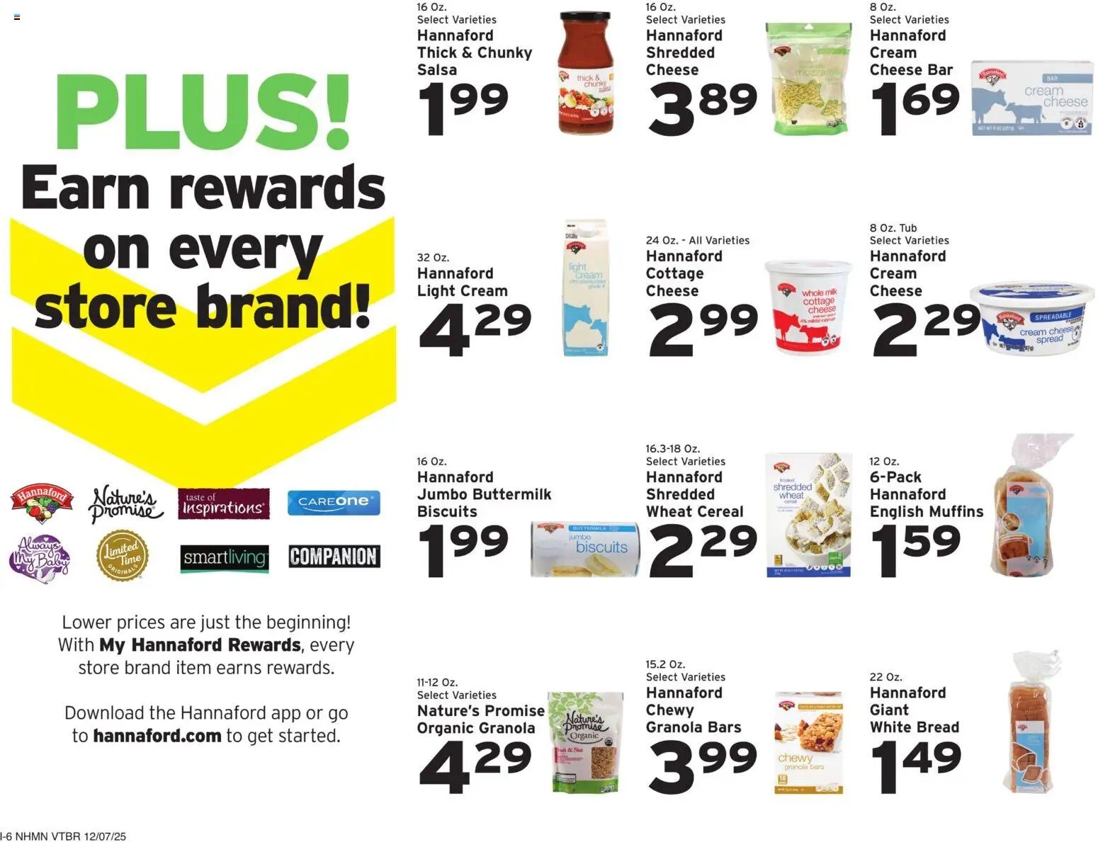 Hannaford Weekly Ad - valid from 07.12.2025 | Page: 14 | Products: Milk, Cheese, Bread, Cottage cheese