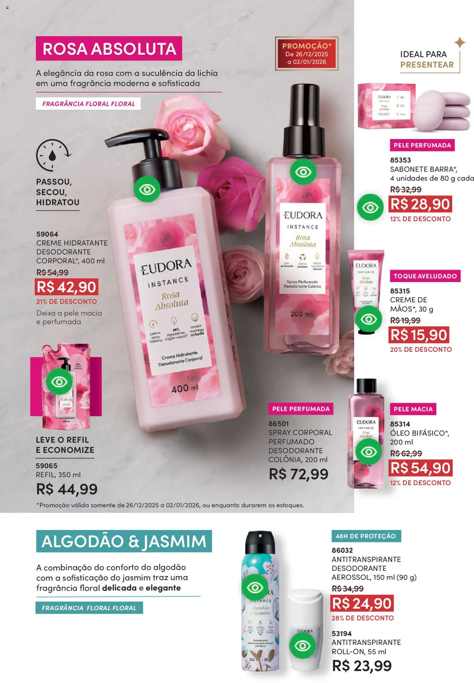 Eudora Folheto - válido de 17.12.2025 | Página: 119 | Produtos: Fragrância, Óleo, Sabonete, Algodão