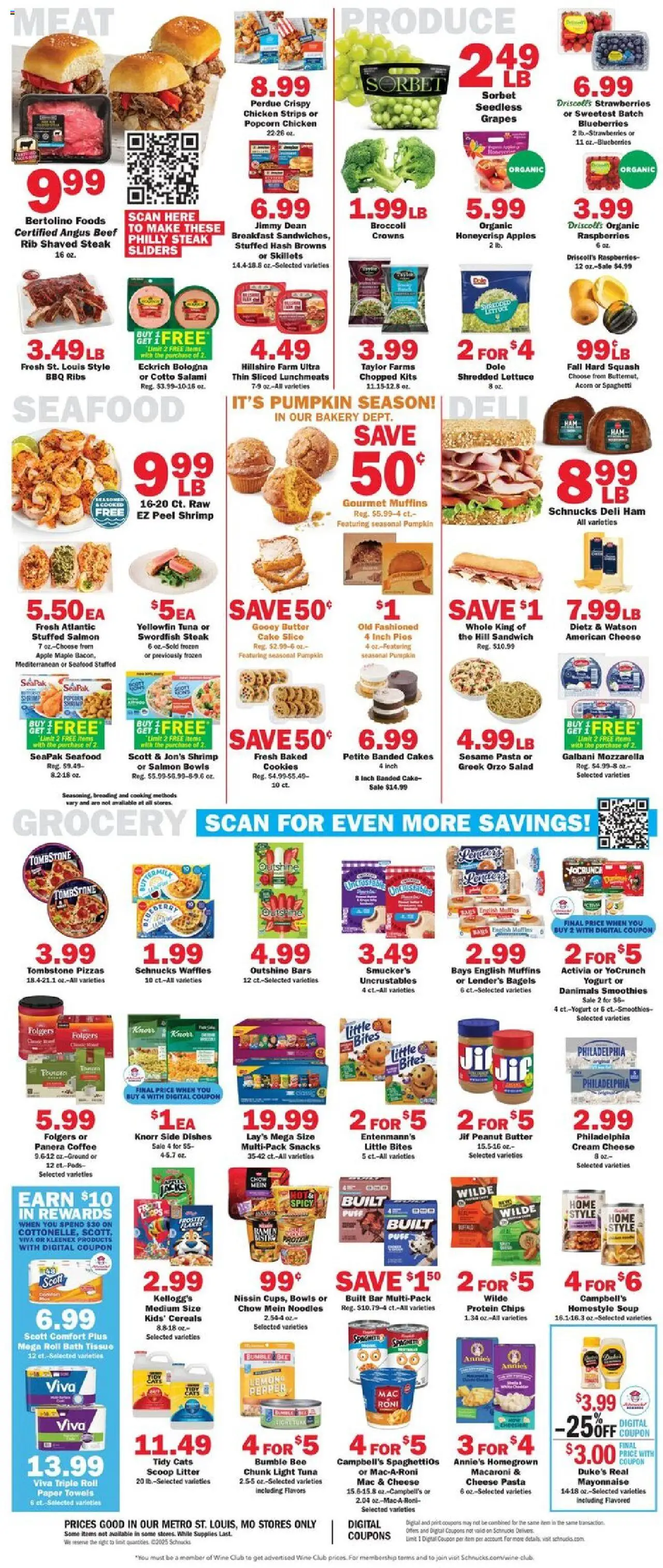 Schnucks Weekly Print Ad - MO - valid from 08.10.2025 | Page: 4 | Products: Crowns, Cereals, Pepper, Seafood