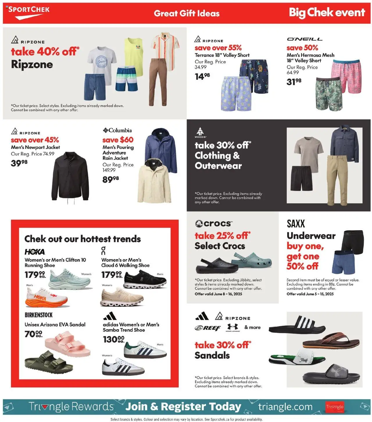 Sport Chek flyer valid from 05.06.2025 | Page: 3 | Products: Sandals, Jacket, Underwear