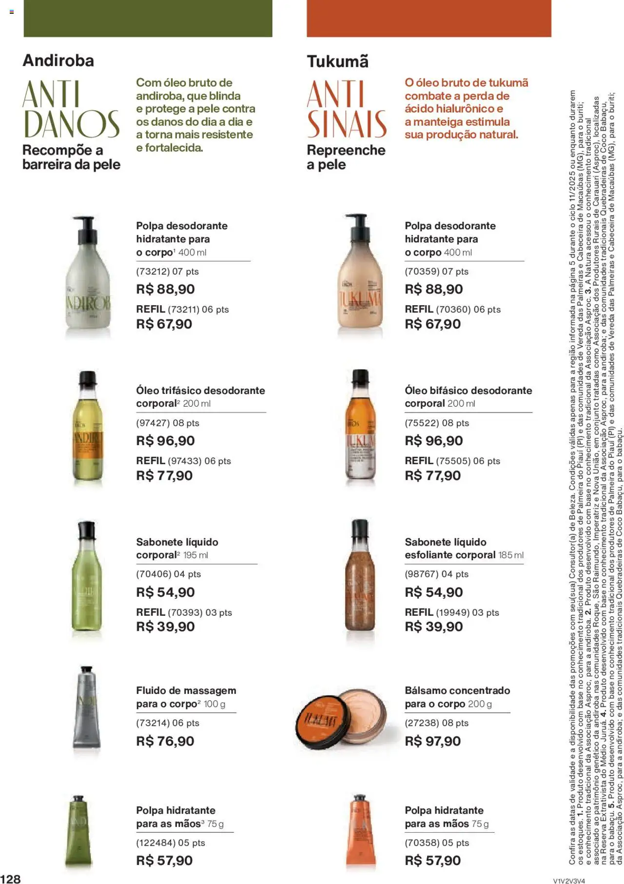 Natura Folheto - válido de 15.06.2025 | Página: 128 | Produtos: Óleo, Base, Sabonete, Sabonete líquido