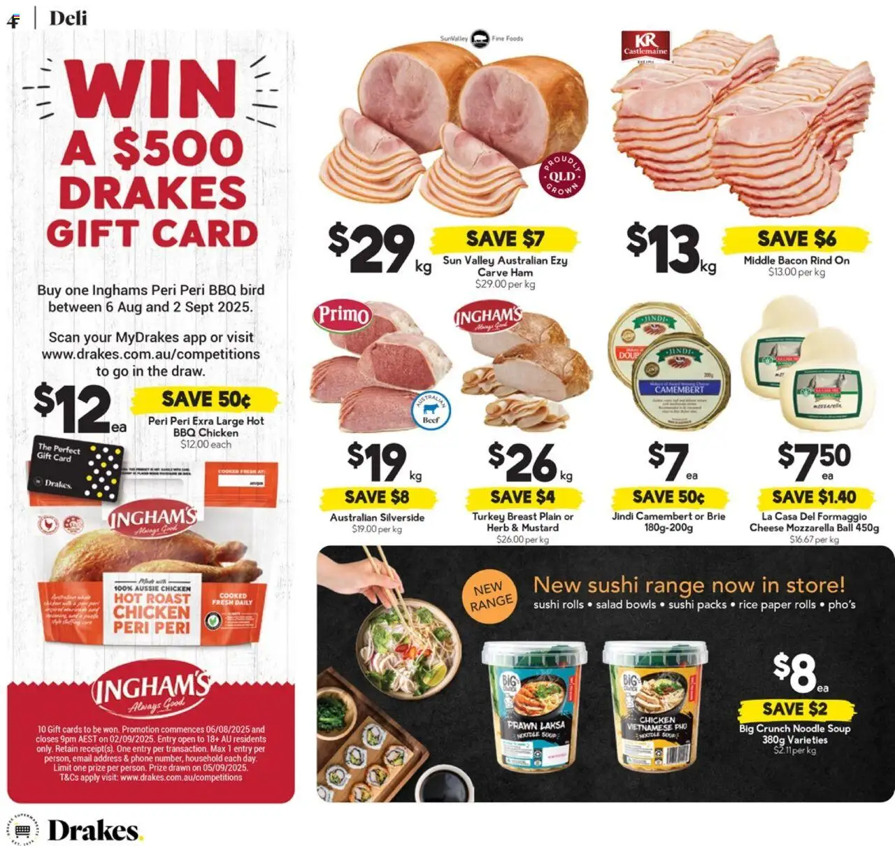 Drakes catalogue - valid from 06.08.2025 | Page: 4 | Products: Cheese, Chicken, Soup, Phone