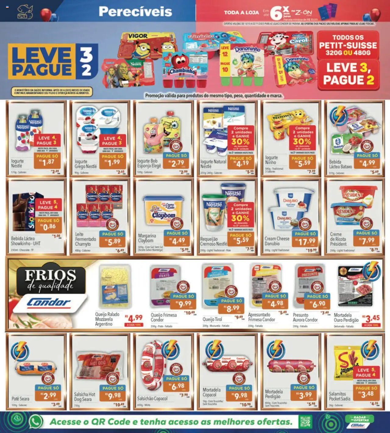 Supermercados Condor Folheto - válido de 15.10.2025 | Página: 18 | Produtos: Leite, Queijo, Ricota, Sal