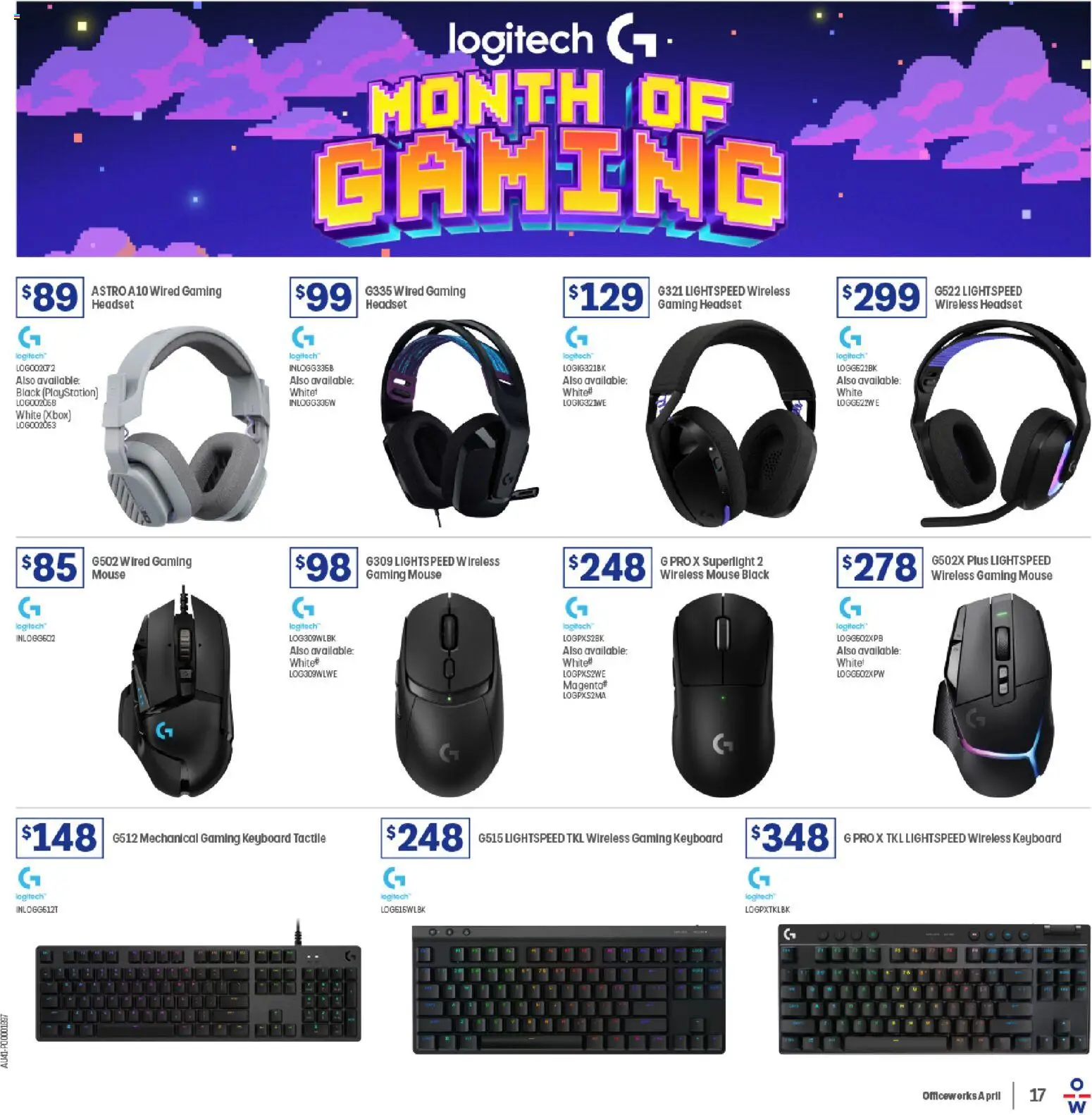 Officeworks catalogue - valid from 31.03.2026 | Page: 17 | Products: Keyboard, Headset, Playstation, Xbox