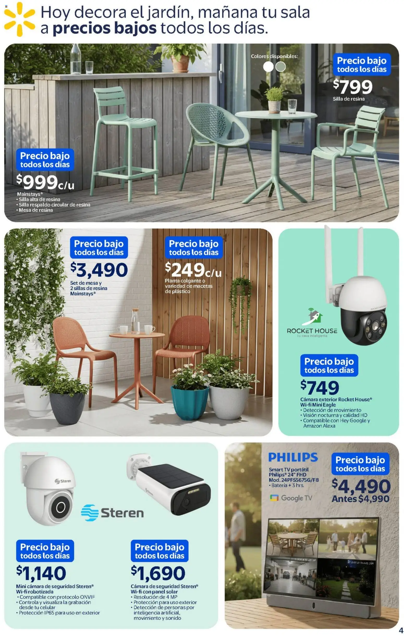 Nuevas ofertas de Walmart válidas en toda la República Mexicana desde el 17.02.2026. ¡Encuentra las mejores ofertas en Walmart catálogo Precios bajos! | Página: 4 | Productos: Silla, Planta, Cámara, Batería