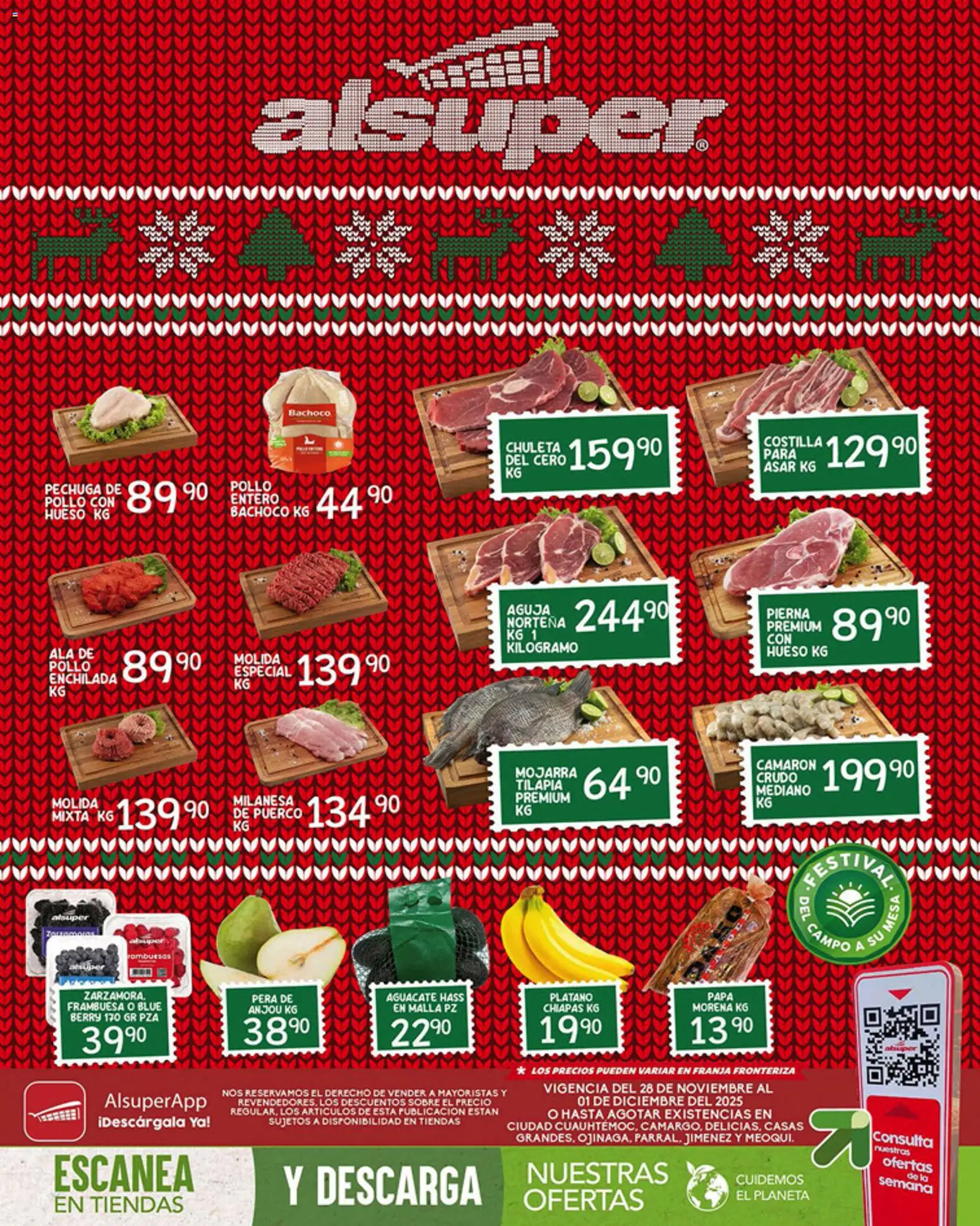 Nuevas ofertas de Alsuper válidas en toda la República Mexicana desde el 21.11.2025. ¡Encuentra las mejores ofertas en Alsuper folleto Chihuahua Estado! | Página: 1 | Productos: Pollo, Plátano, Papa, Malla