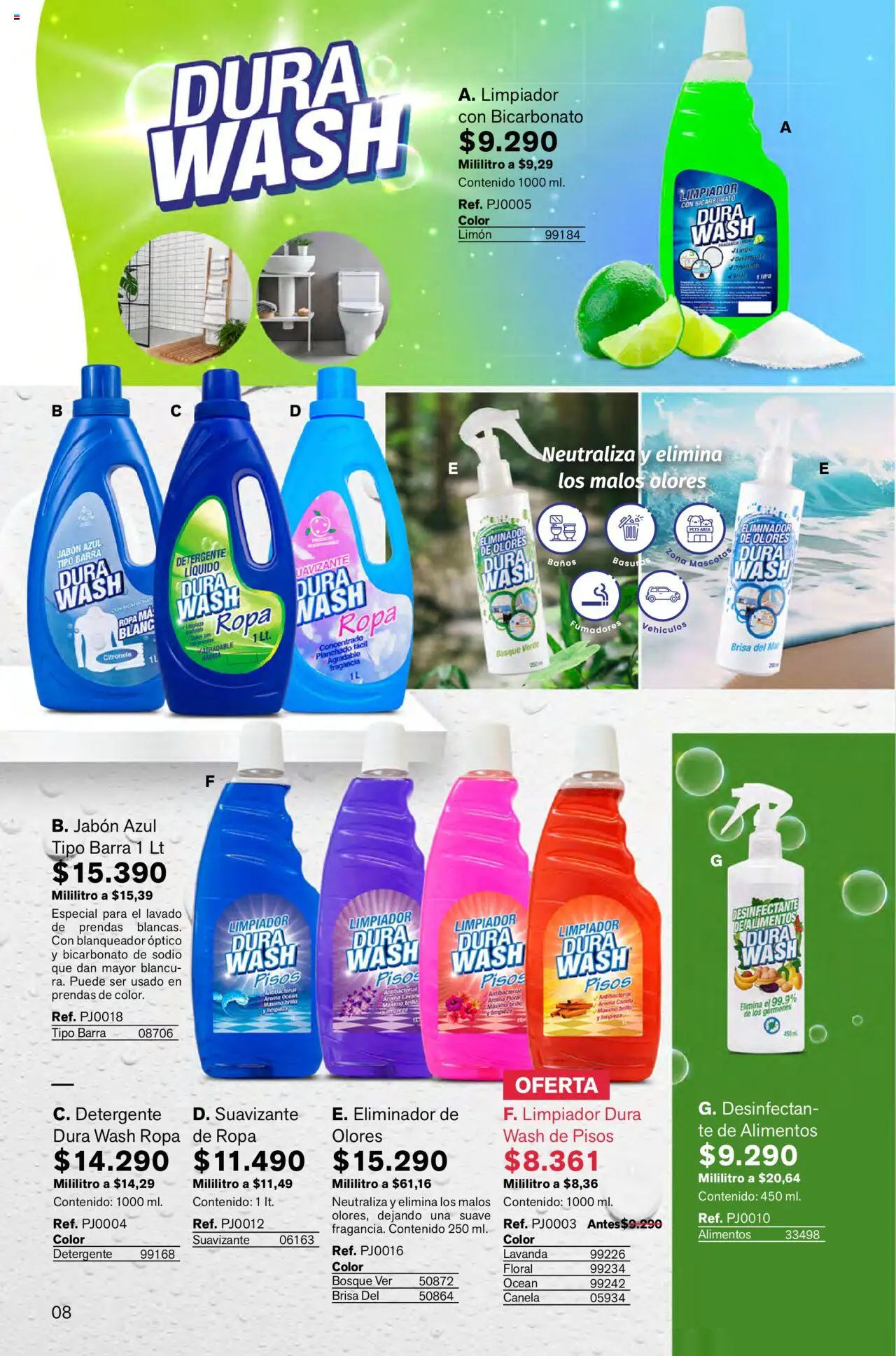Leonisa revista - valida desde el 01.10.2025 | Página: 8 | Productos: Blanqueador, Limón, Detergente, Desinfectante
