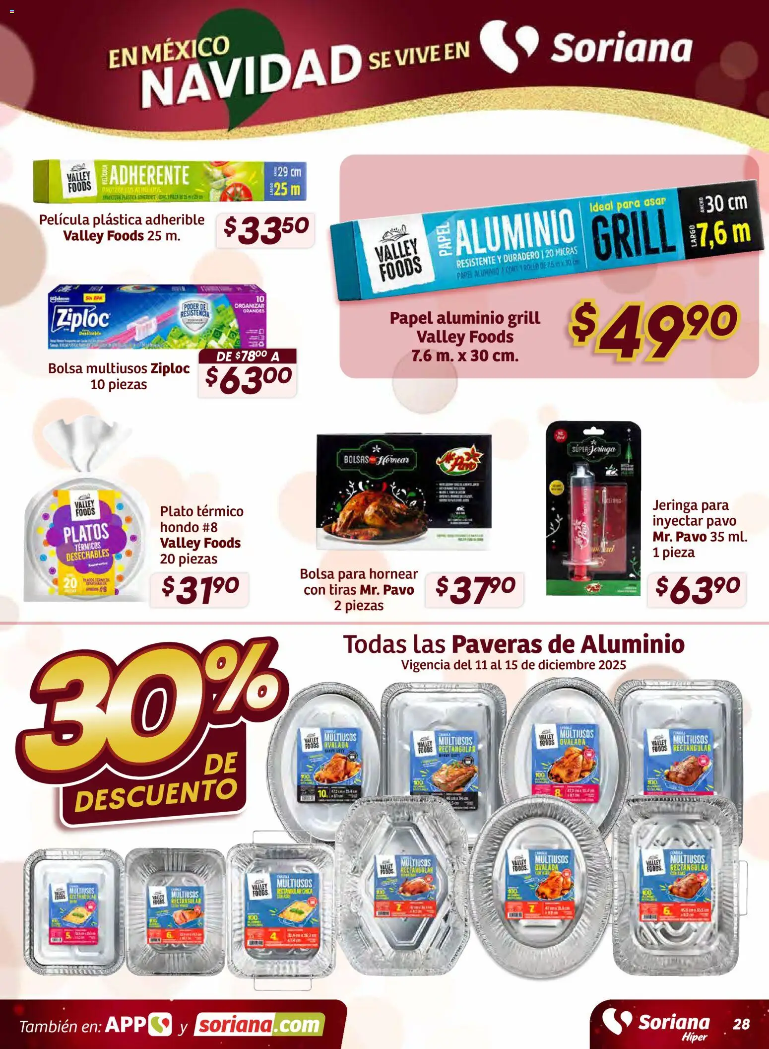 Nuevas ofertas de Soriana válidas en toda la República Mexicana desde el 11.12.2025. ¡Encuentra las mejores ofertas en Soriana - Preciazazaso Híper: Camp, Chia, Oax, Q. Roo, Tab, Yuc! | Página: 28 | Productos: Bolsa