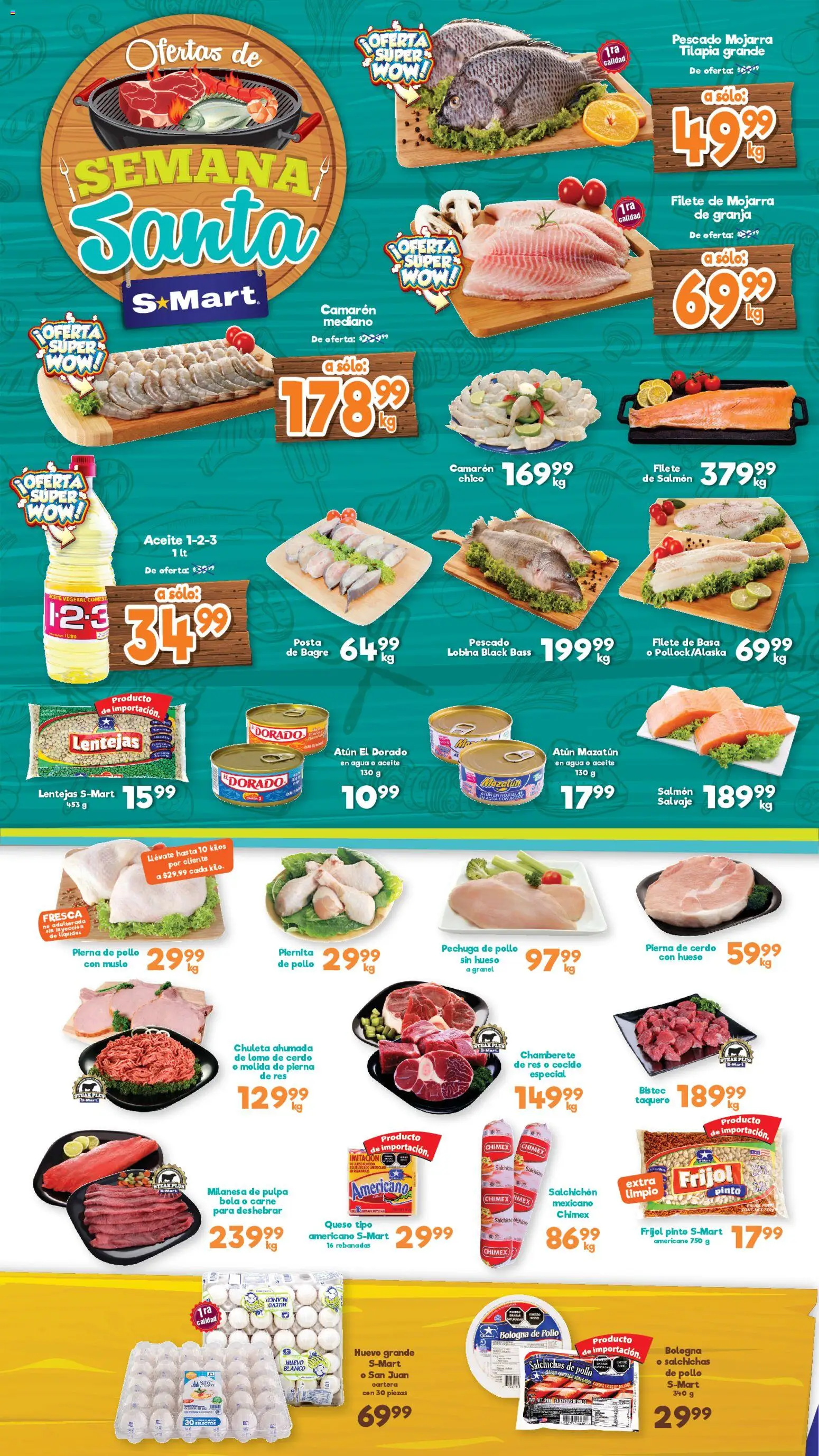 Nuevas ofertas de S-Mart válidas en toda la República Mexicana desde el 31.03.2026. ¡Encuentra las mejores ofertas en S-Mart folleto! | Página: 1 | Productos: Lentejas, Atún, Cerdo, Res