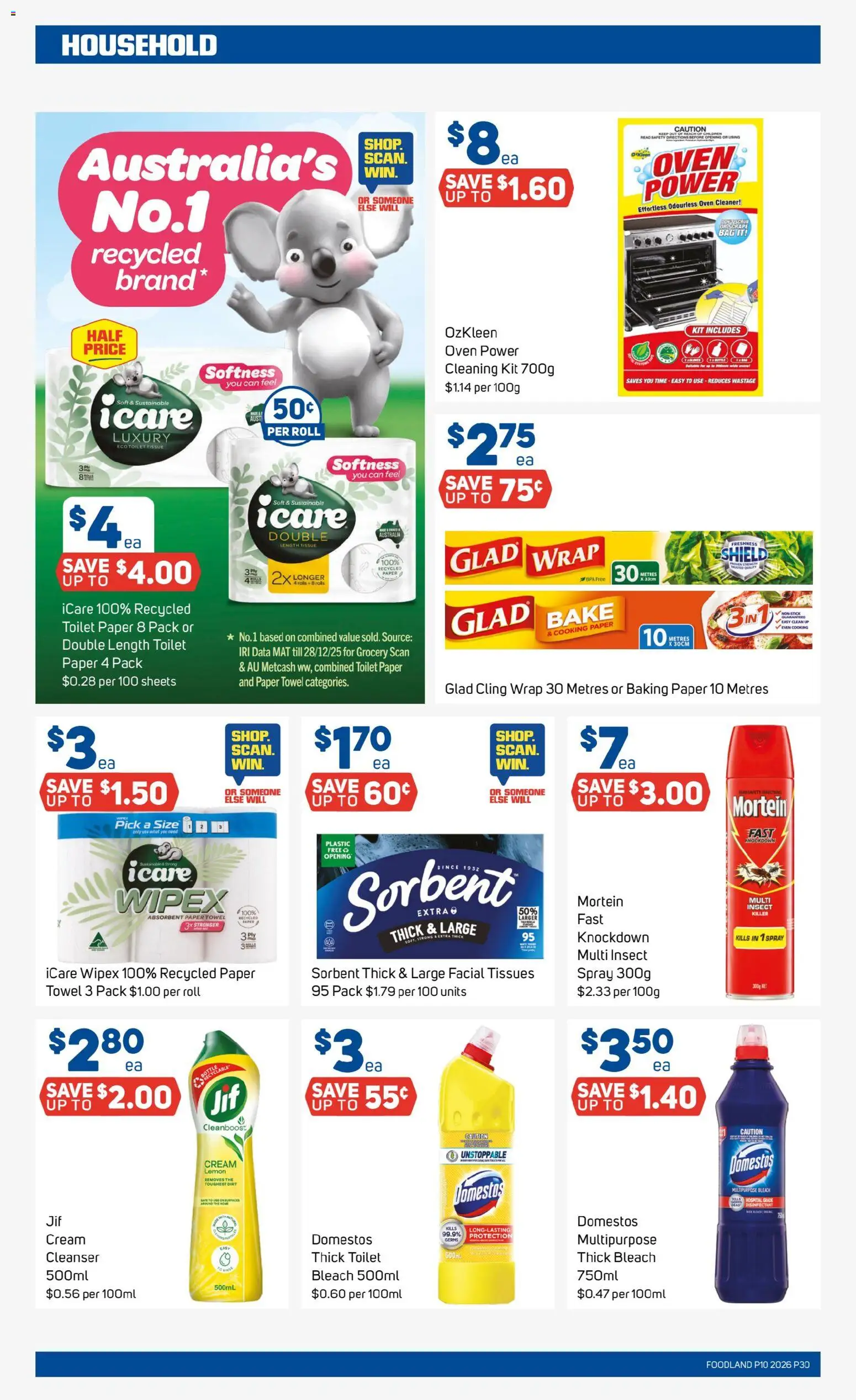Foodland catalogue - valid from 04.03.2026 | Page: 30 | Products: Household, Cleaner, Cream, Bag