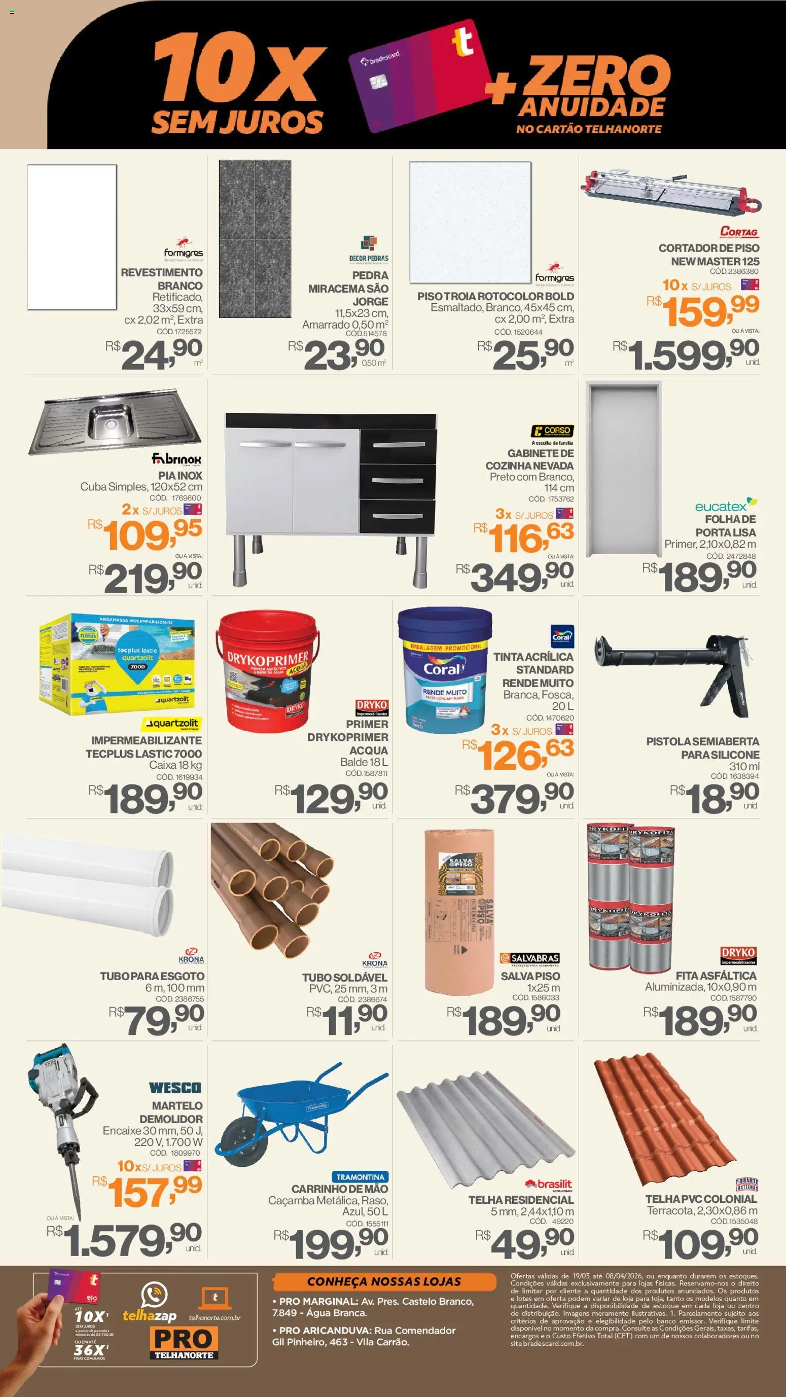 Telhanorte ofertas Pro Folheto - válido de 19.03.2026 | Página: 2 | Produtos: Gabinete, Carrinho, Martelo, Balde