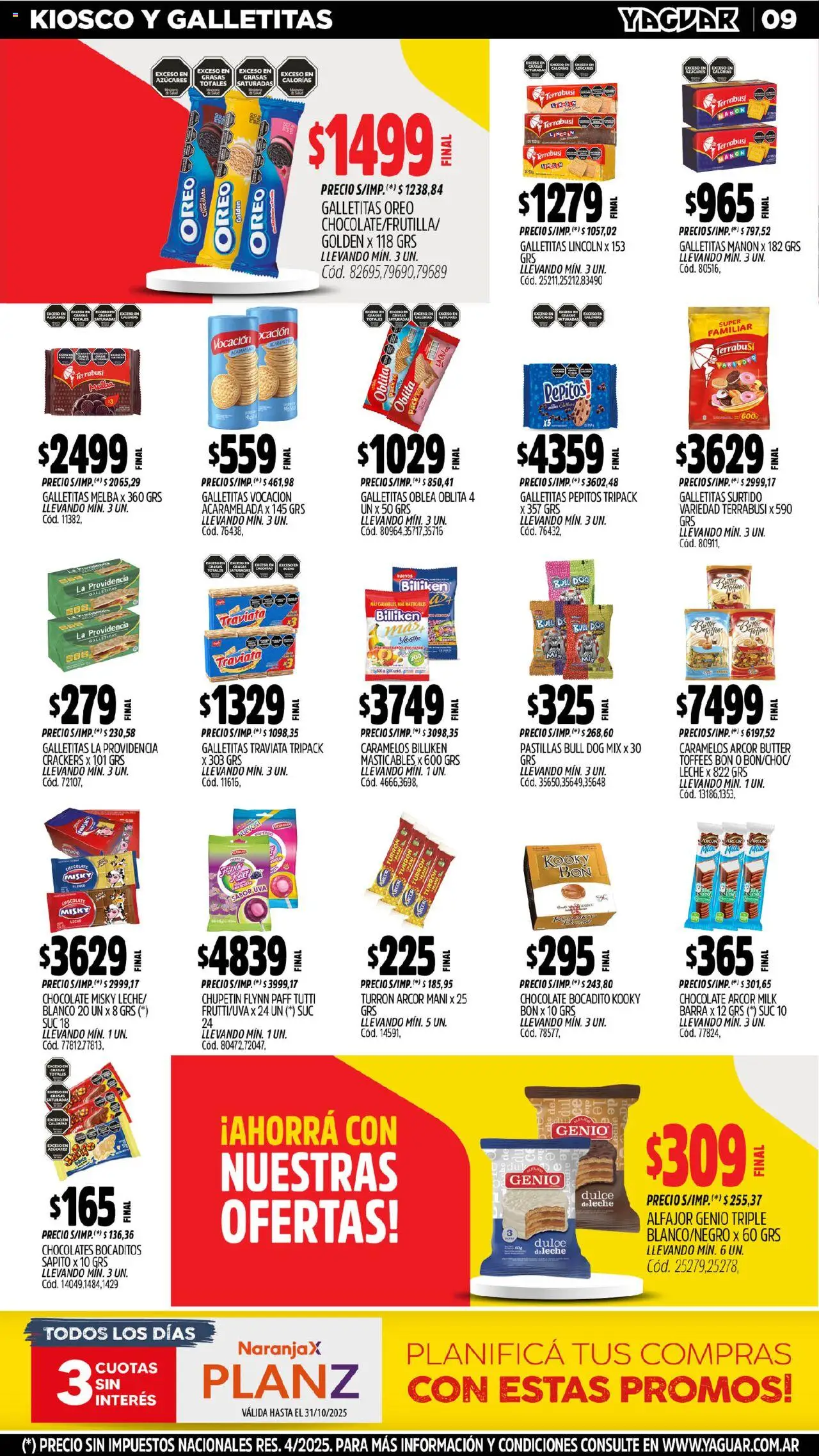Yaguar - Santa Fe │ válido desde el 13.10.2025 | Página: 9 | Productos: Mani, Leche, Alfajor, Turrón