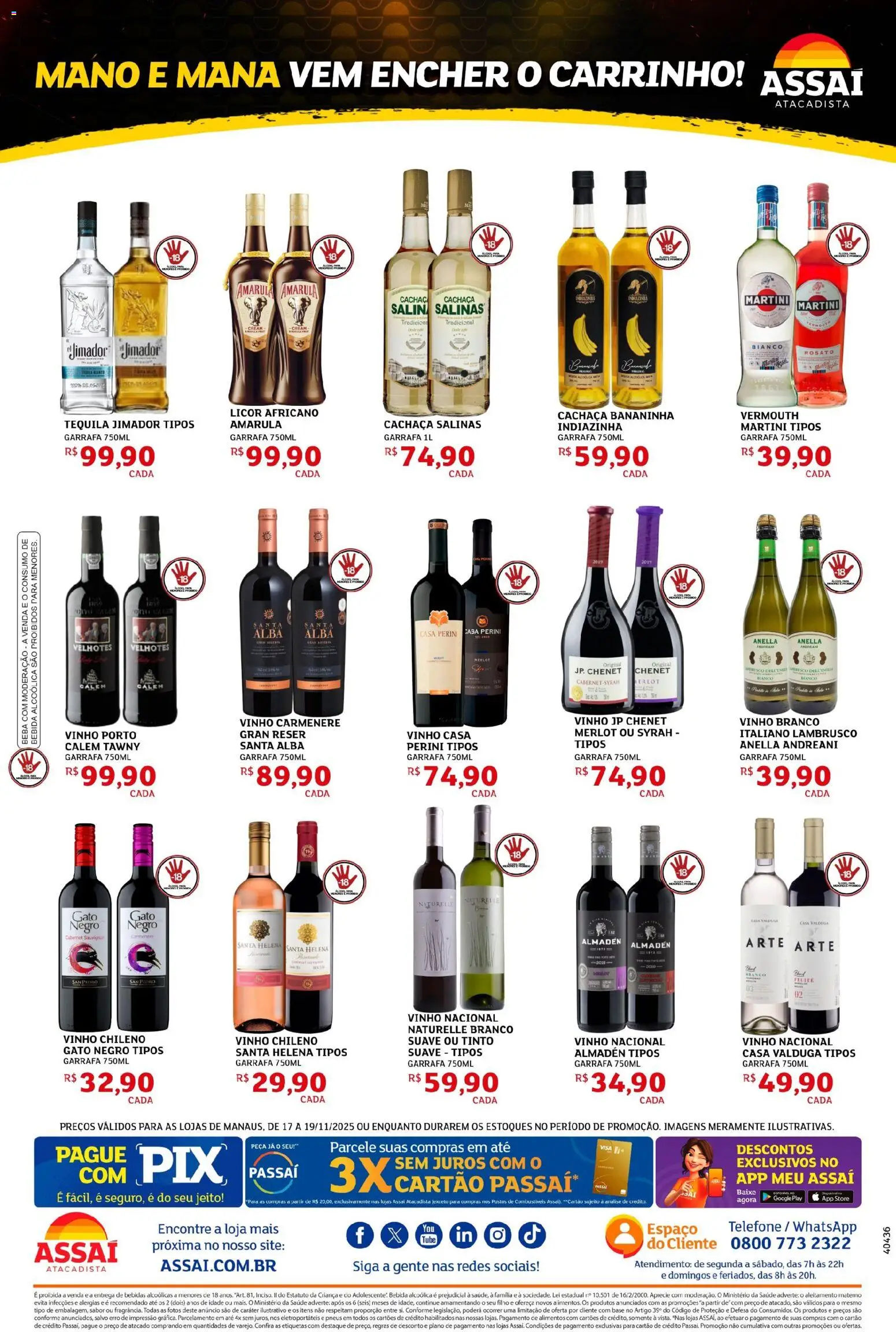 Assaí Atacadista Folheto - válido de 17.11.2025 | Página: 2 | Produtos: Licor, Vinho, Pneus, Telefone