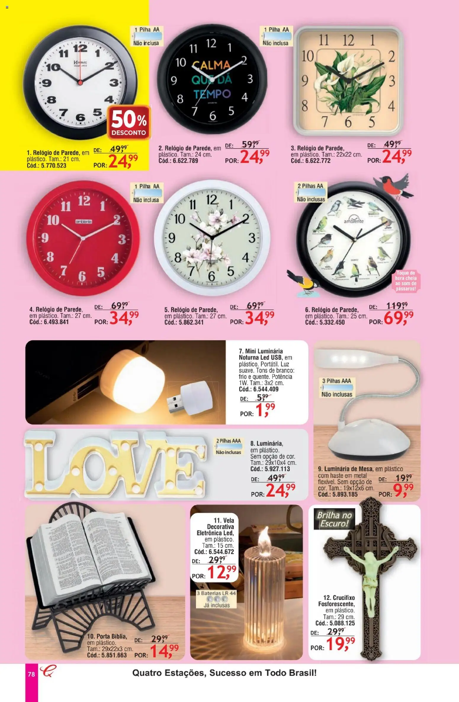 Quatro Estações Folheto - válido de 01.05.2026 | Página: 74 | Produtos: Porta, Pilhas, Luminária, Relógio