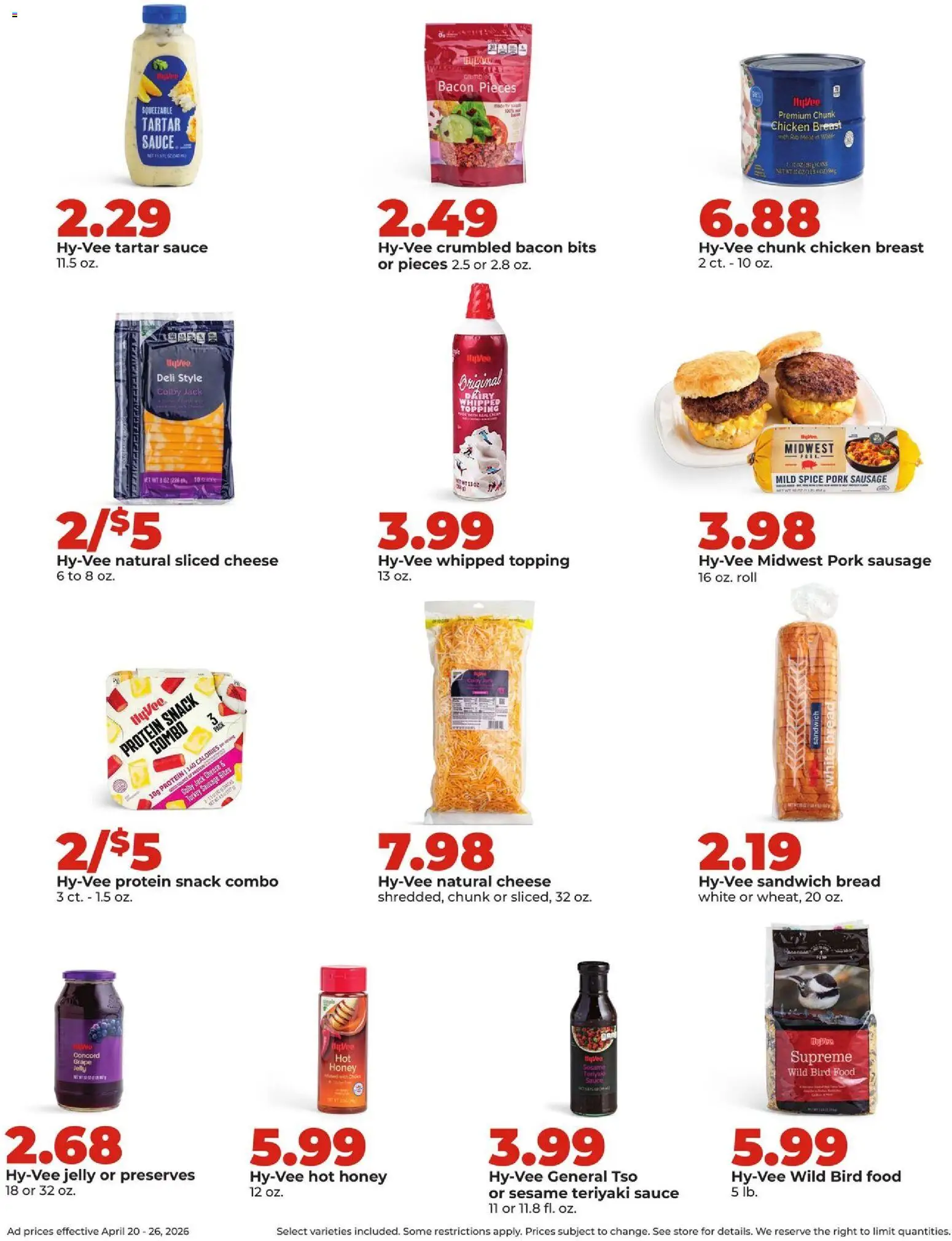 HyVee Weekly Ad - valid from 20.04.2026 | Page: 20 | Products: Cheese, Pork, Sauce, Sausage