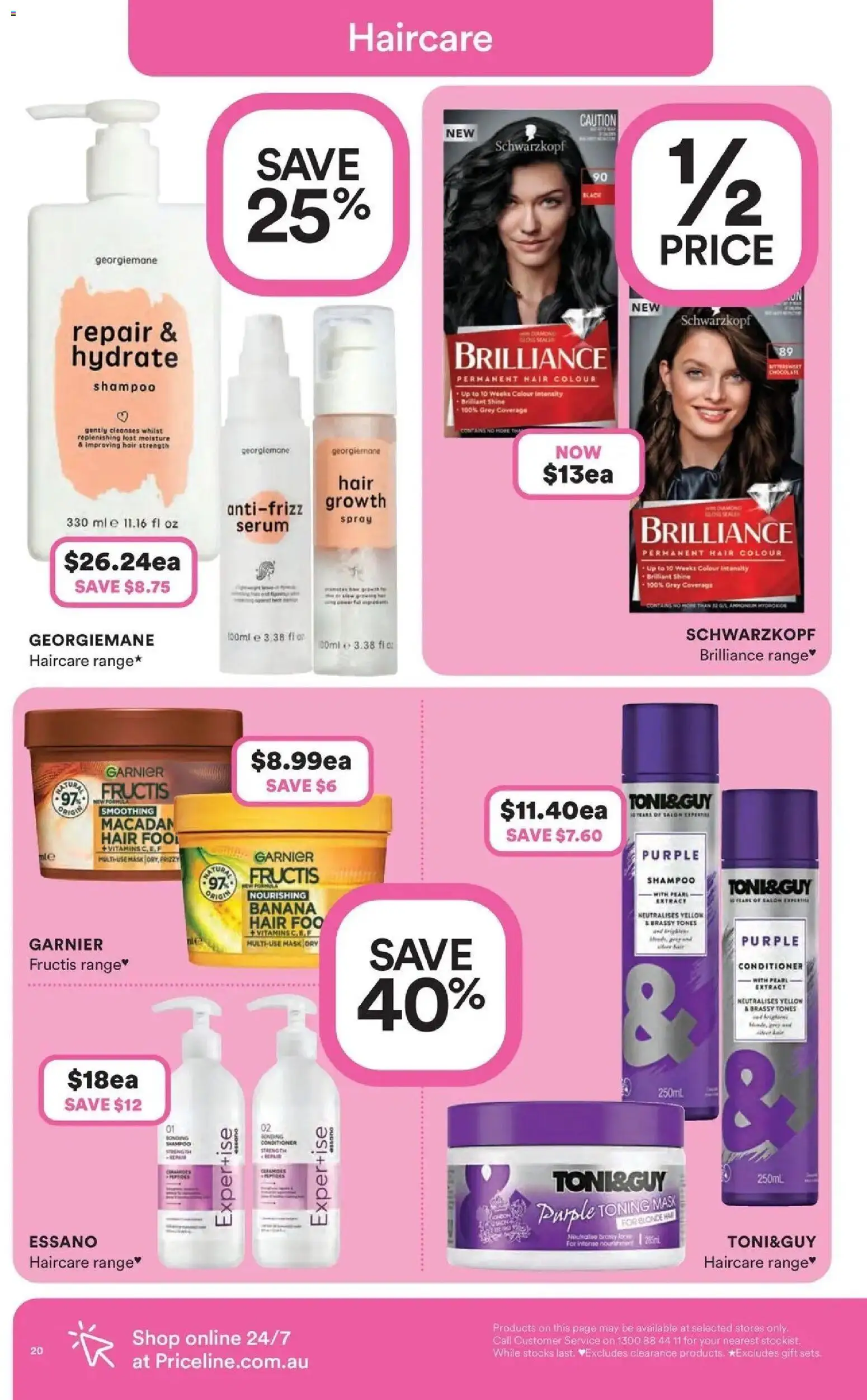 Priceline Pharmacy catalogue - valid from 25.03.2026 | Page: 20 | Products: Shampoo, Conditioner, Hair colour, Mask
