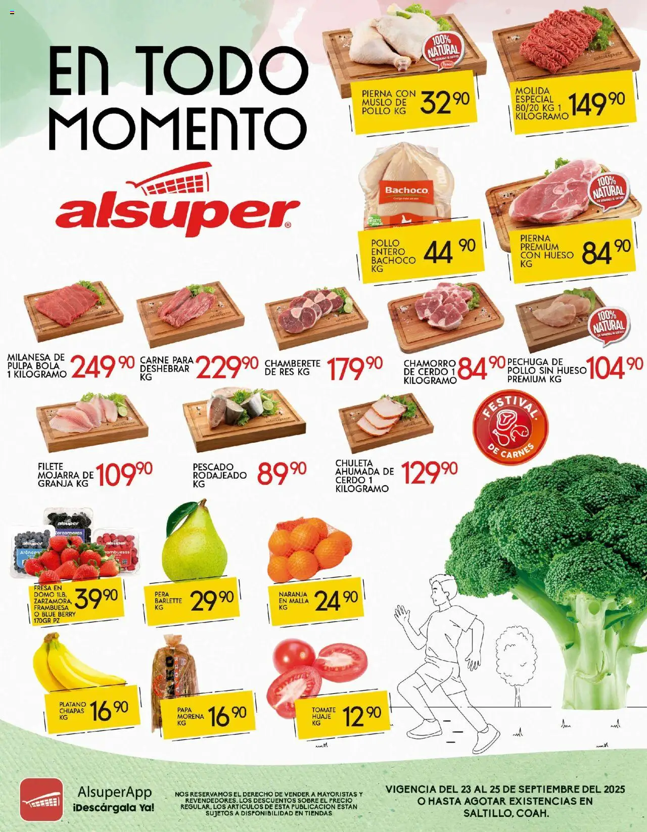Nuevas ofertas de Alsuper válidas en toda la República Mexicana desde el 23.09.2025. ¡Encuentra las mejores ofertas en Alsuper - Folleto Saltillo! | Página: 1 | Productos: Milanesa, Papa, Pera, Cerdo