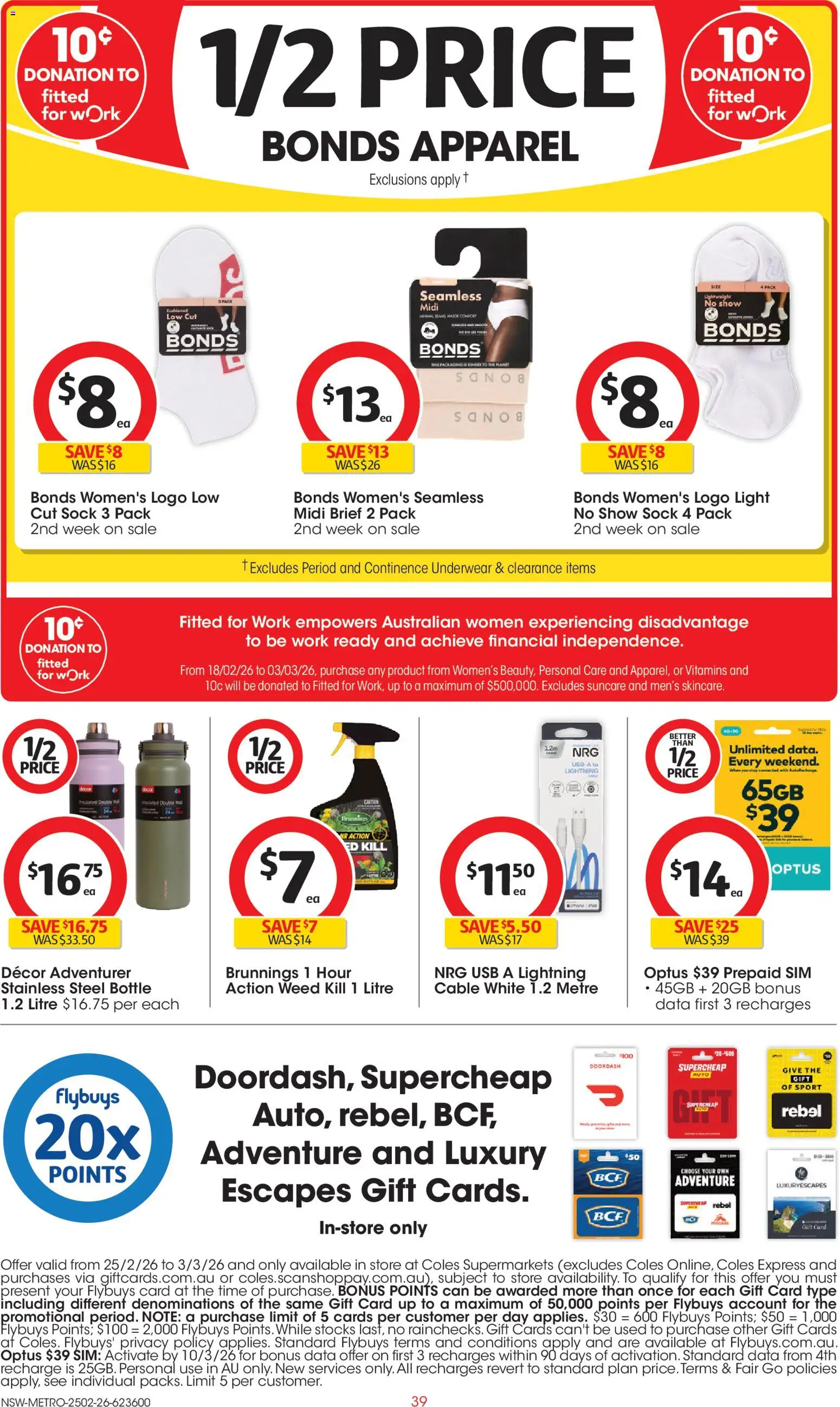Coles catalogue - valid from 25.02.2026 | Page: 39 | Products: Light, Weed, Underwear, Cable