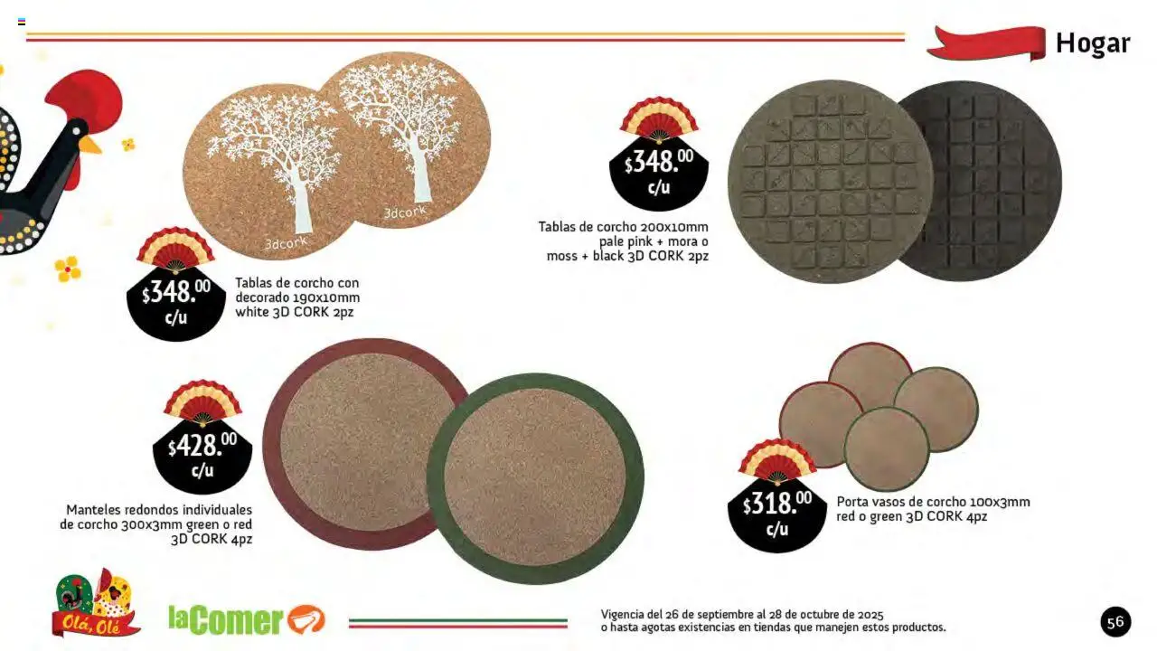 Nuevas ofertas de La Comer válidas en toda la República Mexicana desde el 26.09.2025. ¡Encuentra las mejores ofertas en La Comer folleto Olá, Olé! | Página: 56 | Productos: Vasos
