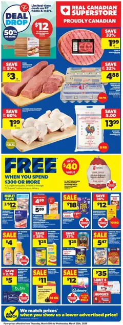 Preview of Real Canadian Superstore weekly flyer / circulaire from shop Real Canadian Superstore valid from 19.03.2026 | Page: 3 | Products: PC, Ham, Juice, Chicken