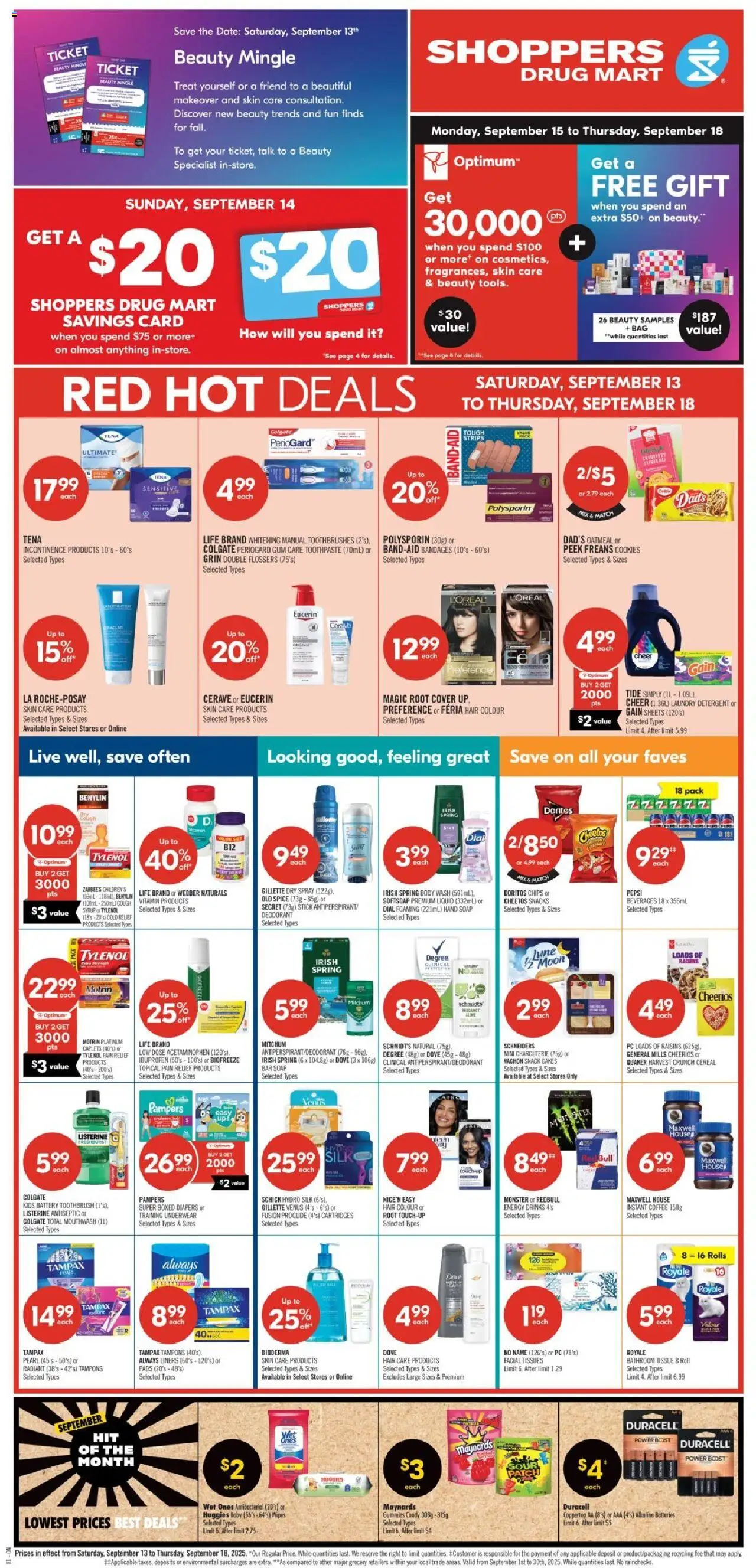 Shoppers flyer valid from 13.09.2025 | Page: 3 | Products: Cookies, Toothpaste, Battery, Coffee