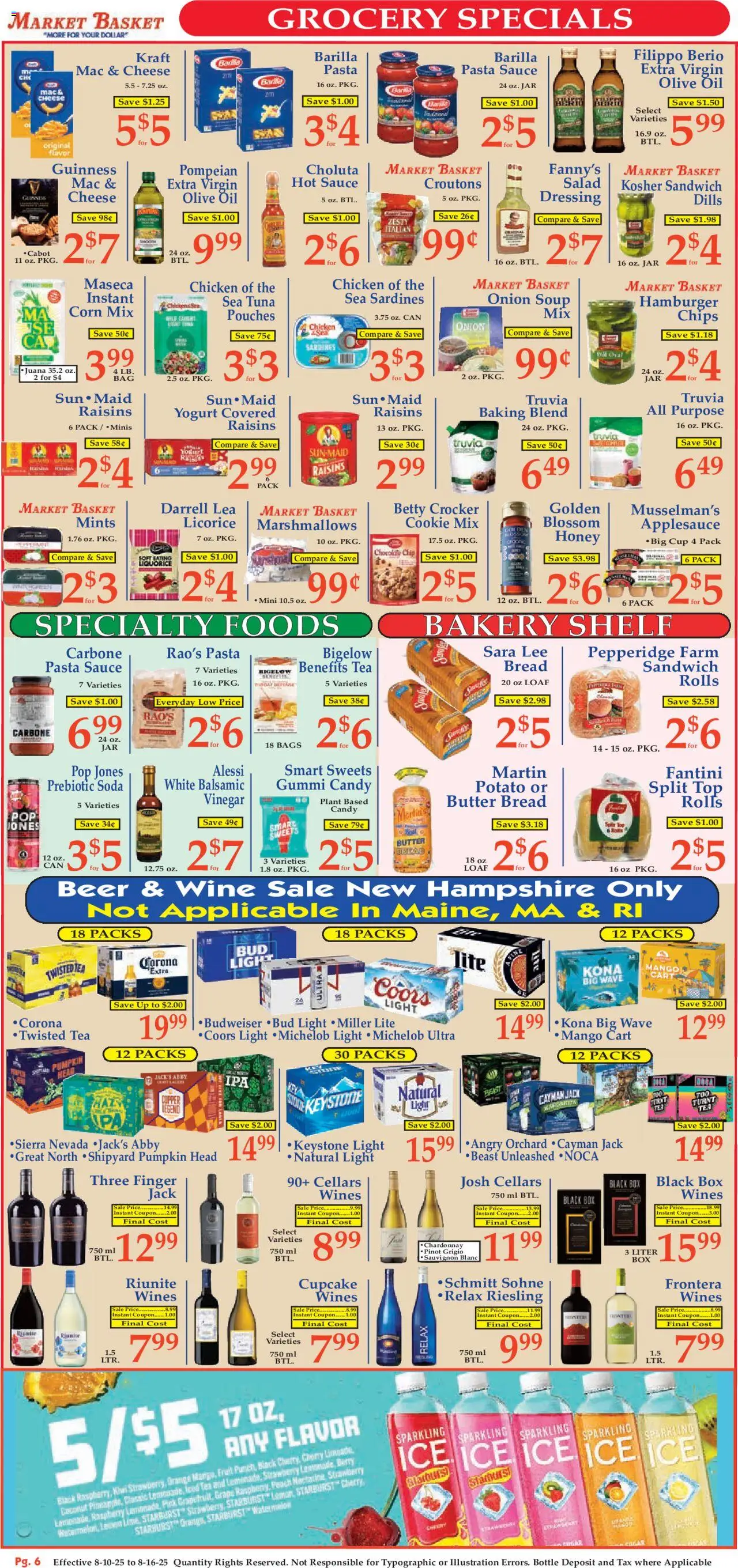 Market Basket Ad - valid from 10.08.2025 | Page: 6 | Products: Vinegar, Butter, Chocolate, Onion