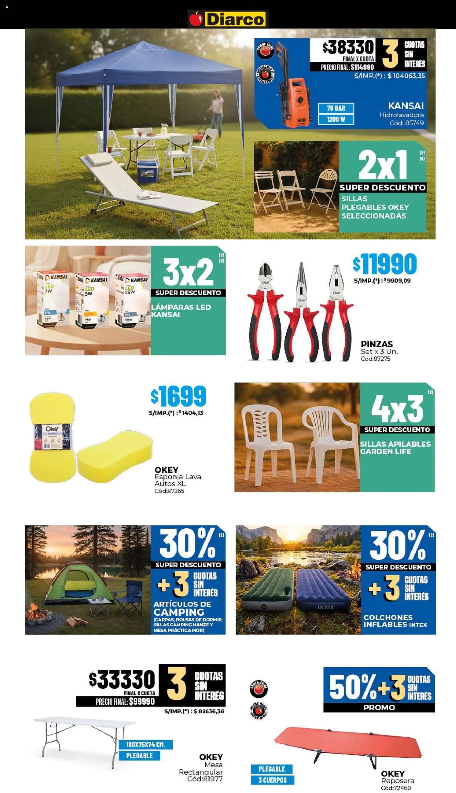 Diarco ofertas │ válido desde el 19.01.2026 | Página: 21 | Productos: Reposera, Mesa, Esponja, Hidrolavadora