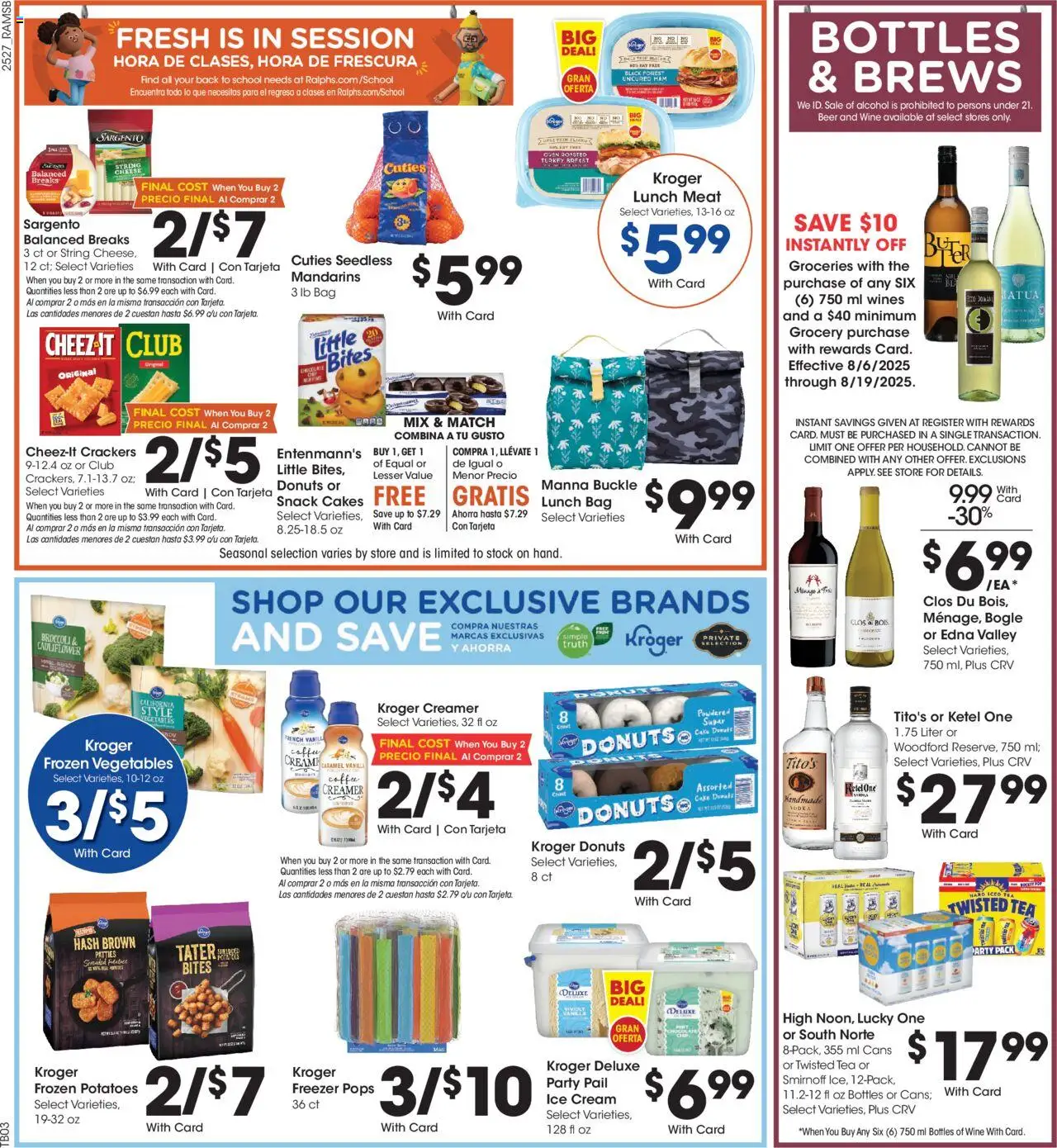Ralphs Weekly Ad - CA - valid from 06.08.2025 | Page: 6 | Products: Ham, Ice cream, Cauliflower, Bag