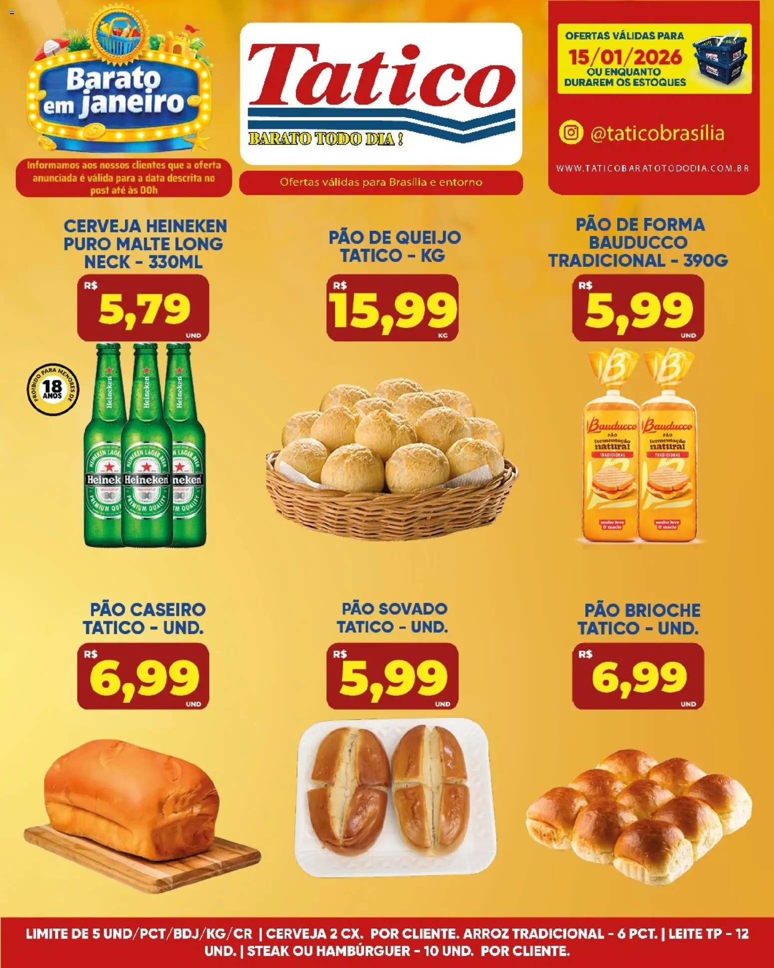 Tatico Folheto - válido de 16.01.2026 | Página: 22 | Produtos: Leite, Queijo, Arroz, Pão de queijo