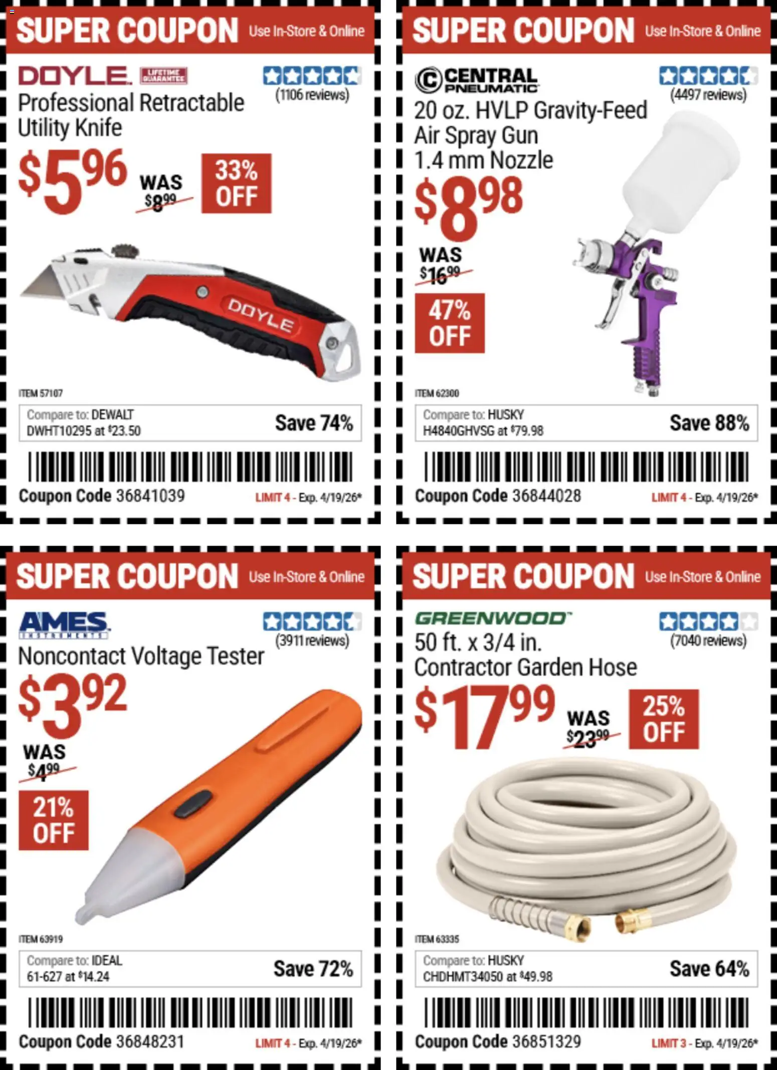 Harbor Freight Spring Black Friday - valid from 14.04.2026 | Page: 4 | Products: Pneumatic, Utility Knife, Gun