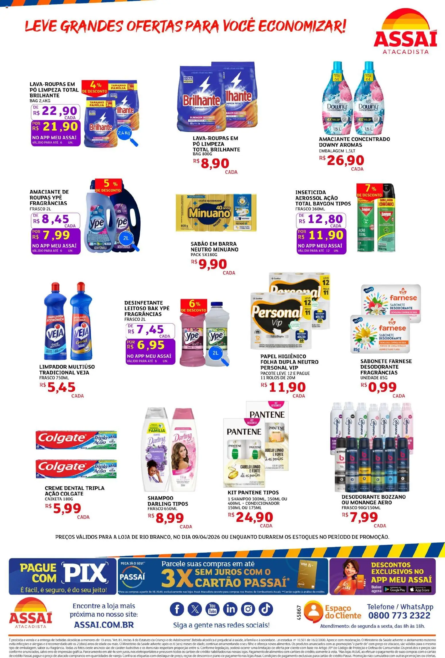 Assaí Atacadista Folheto - válido de 09.04.2026 | Página: 4 | Produtos: Condicionador, Roupas, Bebida, Papel higiênico