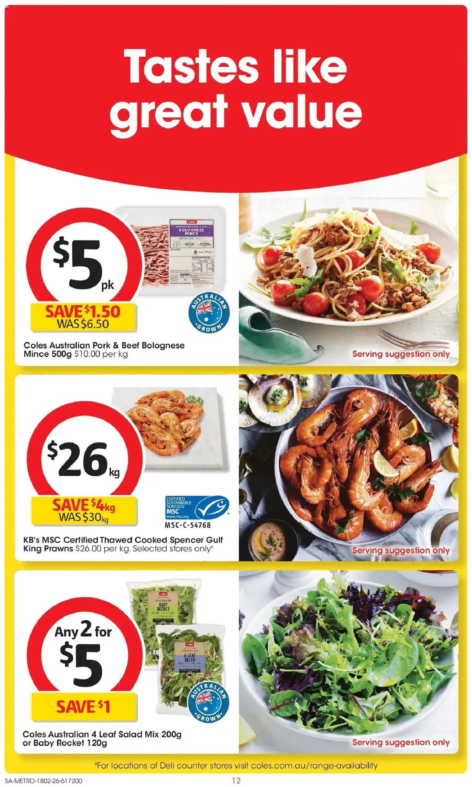 Coles catalogue - valid from 18.02.2026 | Page: 12 | Products: Pork, Beef, Salad, Seafood