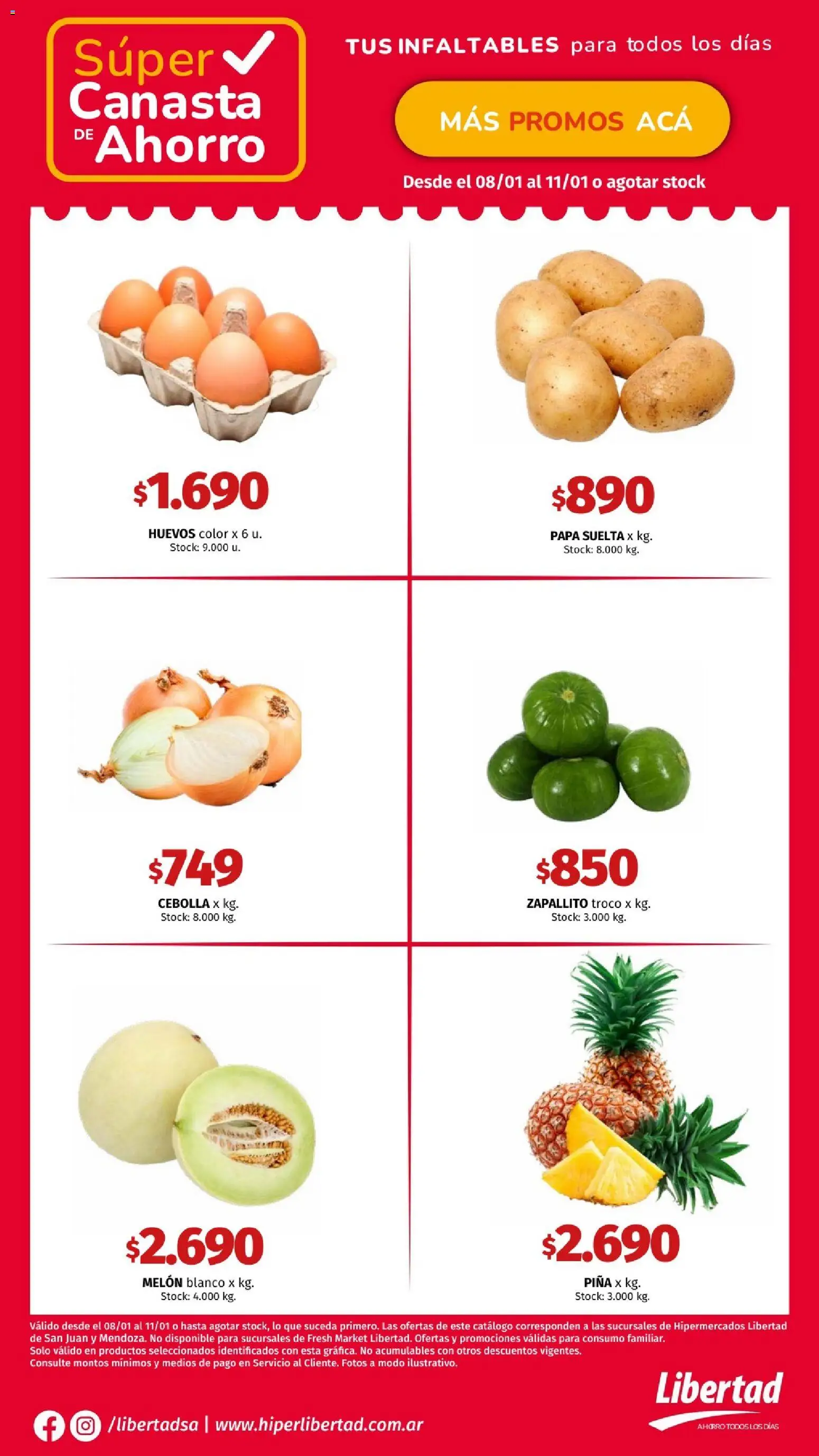 Hipermercado Libertad - Canasta sem 2 Cuyo │ válido desde el 08.01.2026 | Página: 3 | Productos: Papa, Melón, Huevos, Canasta