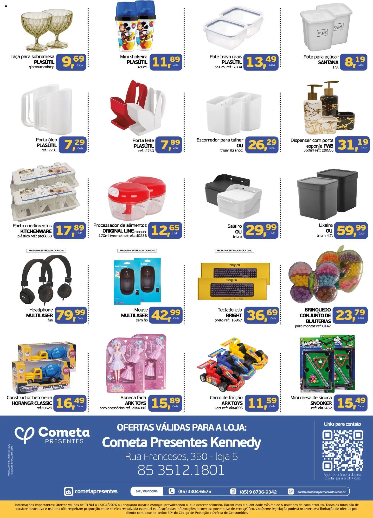 Cometa Supermercados Folheto - válido de 01.04.2026 | Página: 2 | Produtos: Esponja, Leite, Teclado, Câmera