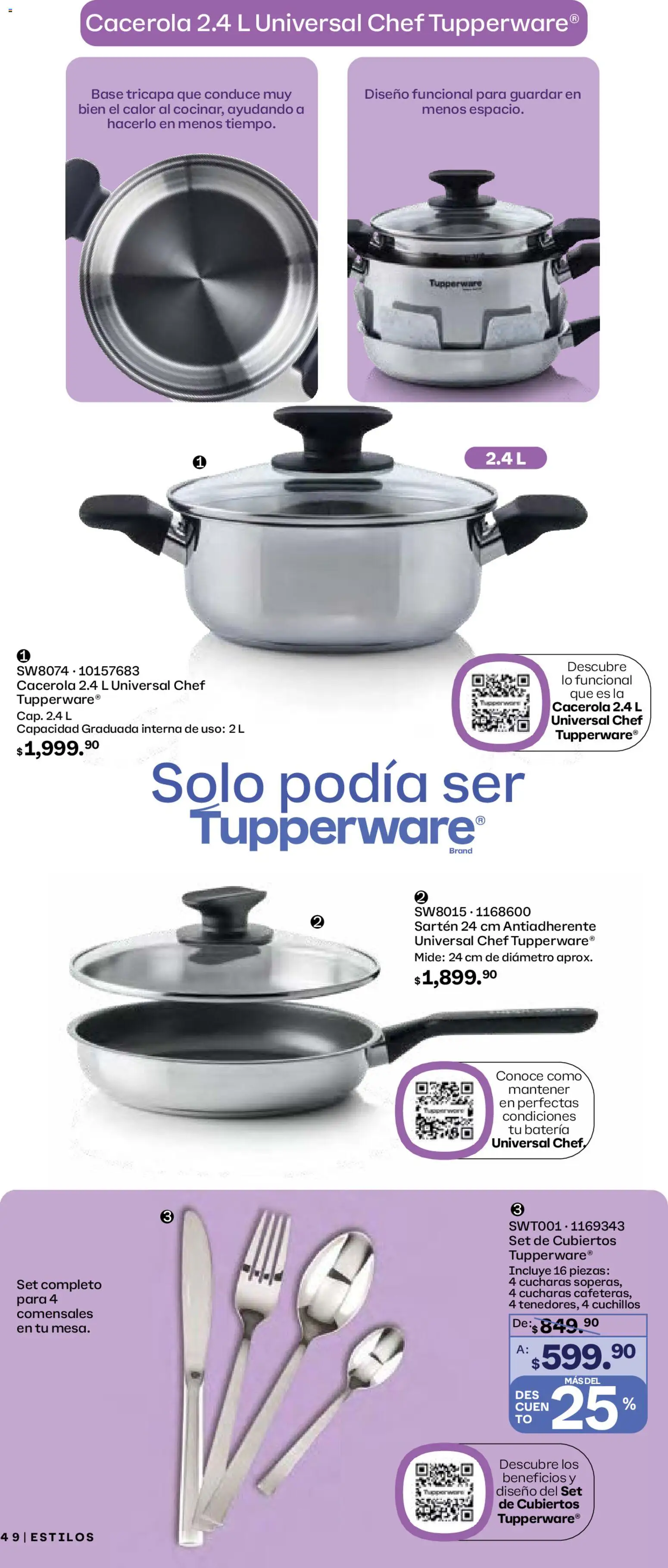 Nuevas ofertas de Tupperware válidas en toda la República Mexicana desde el 29.12.2025. ¡Encuentra las mejores ofertas en Tupperware catálogo! | Página: 49 | Productos: Cacerola, Batería, Sartén