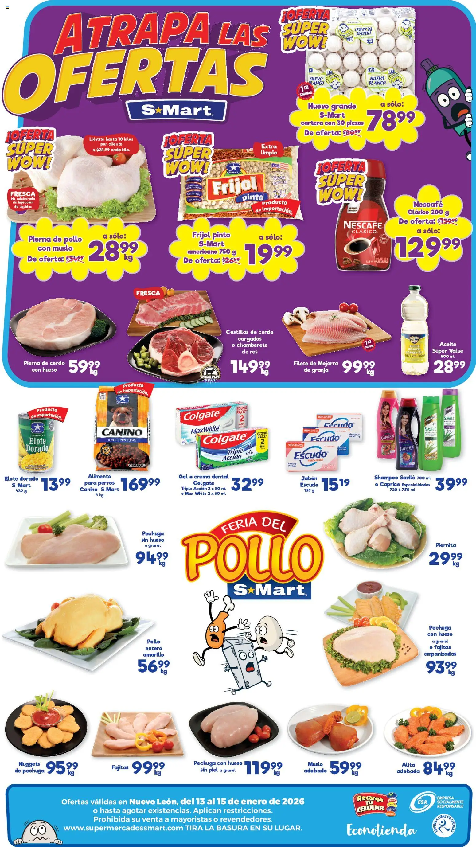 Nuevas ofertas de S-Mart válidas en toda la República Mexicana desde el 13.01.2026. ¡Encuentra las mejores ofertas en S-Mart folleto Monterrey! | Página: 2 | Productos: Crema, Aceite, Res, Jabón