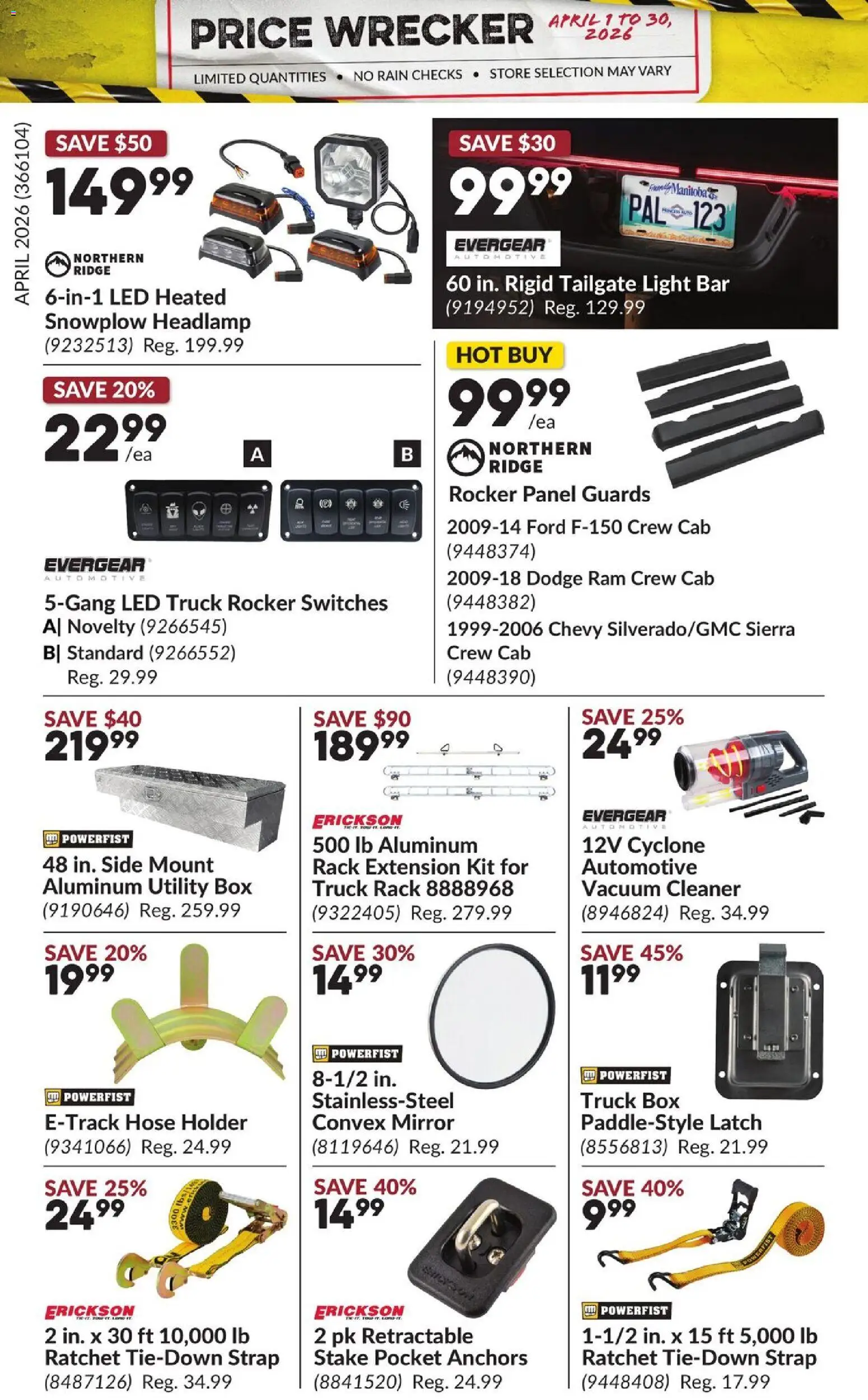 Princess Auto flyer valid from 01.04.2026 | Page: 30 | Products: Vacuum cleaner, Ridge, Box, Mirror